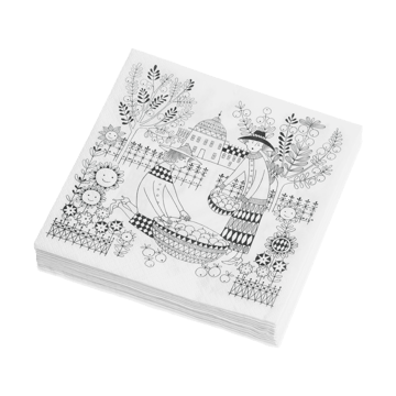 Emilia guardanapos de papel 33x33 cm 20 unidades - Preto-branco - Arabia