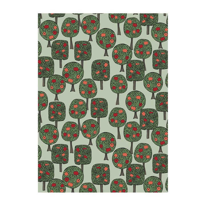 Äppelskogen tecido oleado - Verde-vermelho - Arvidssons Textil