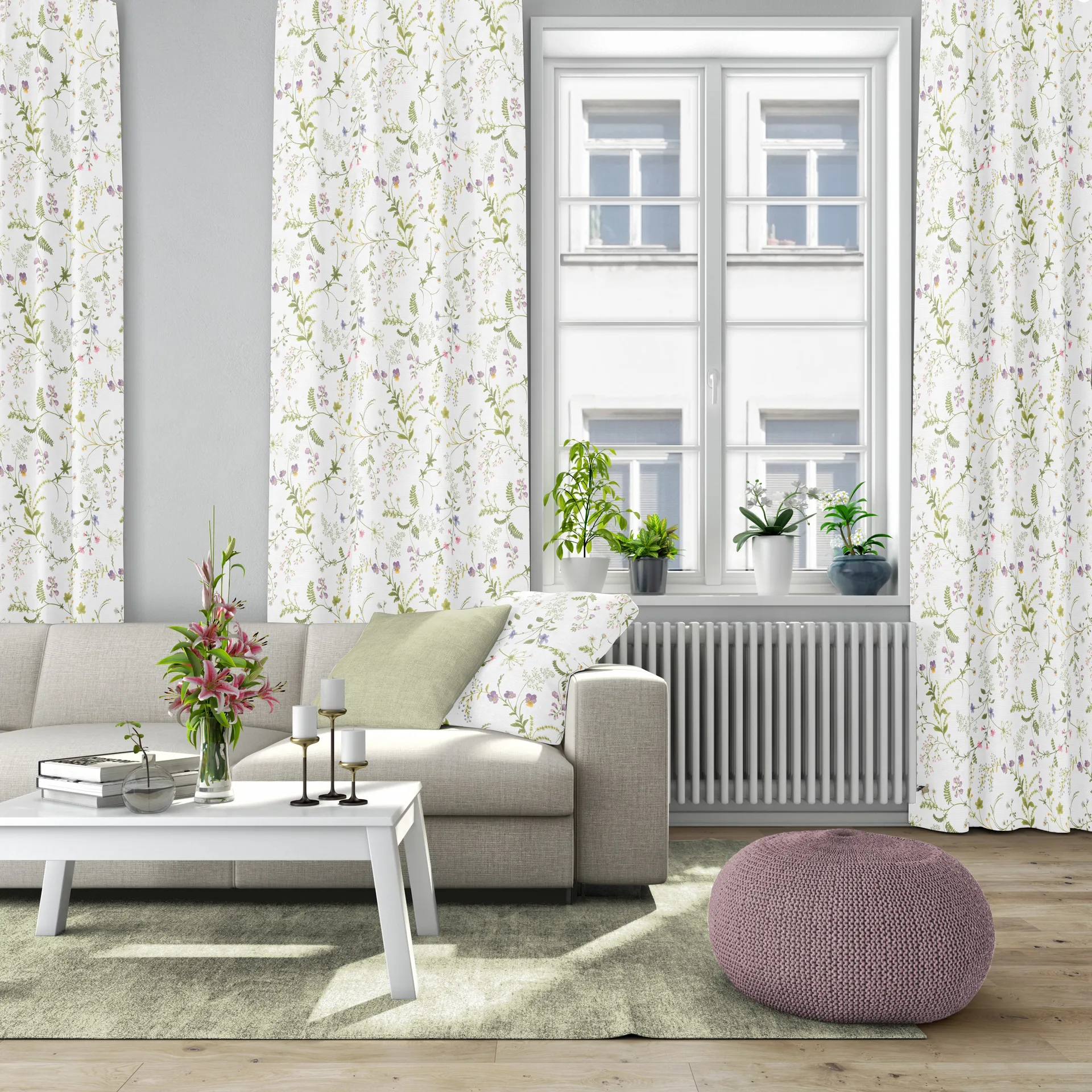Blomsterlund tecido, Verde Arvidssons Textil