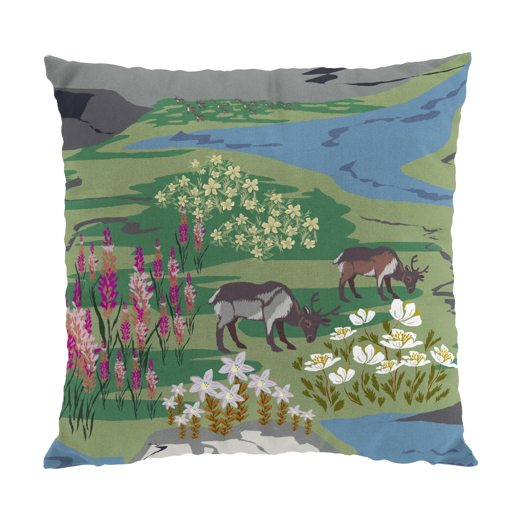 Capa de almofada Fjällängar 47x47 cm, Verde Arvidssons Textil