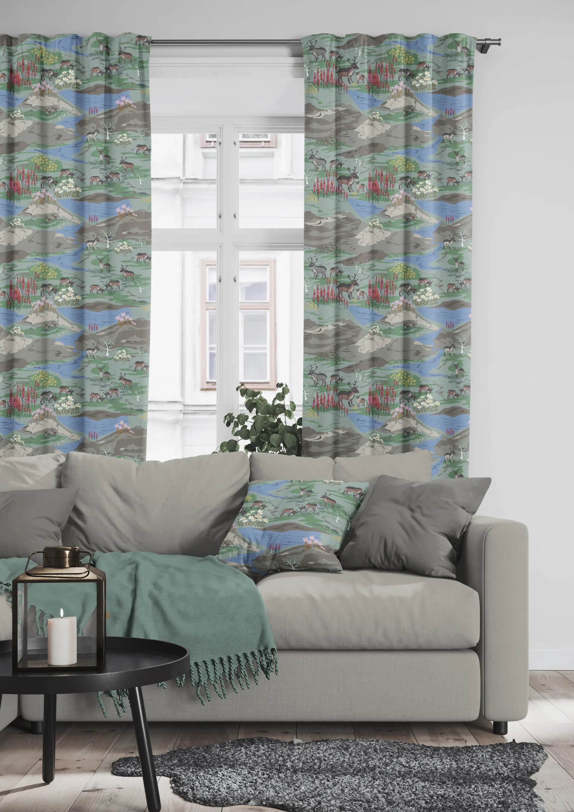 Capa de almofada Fjällängar 47x47 cm, Verde Arvidssons Textil