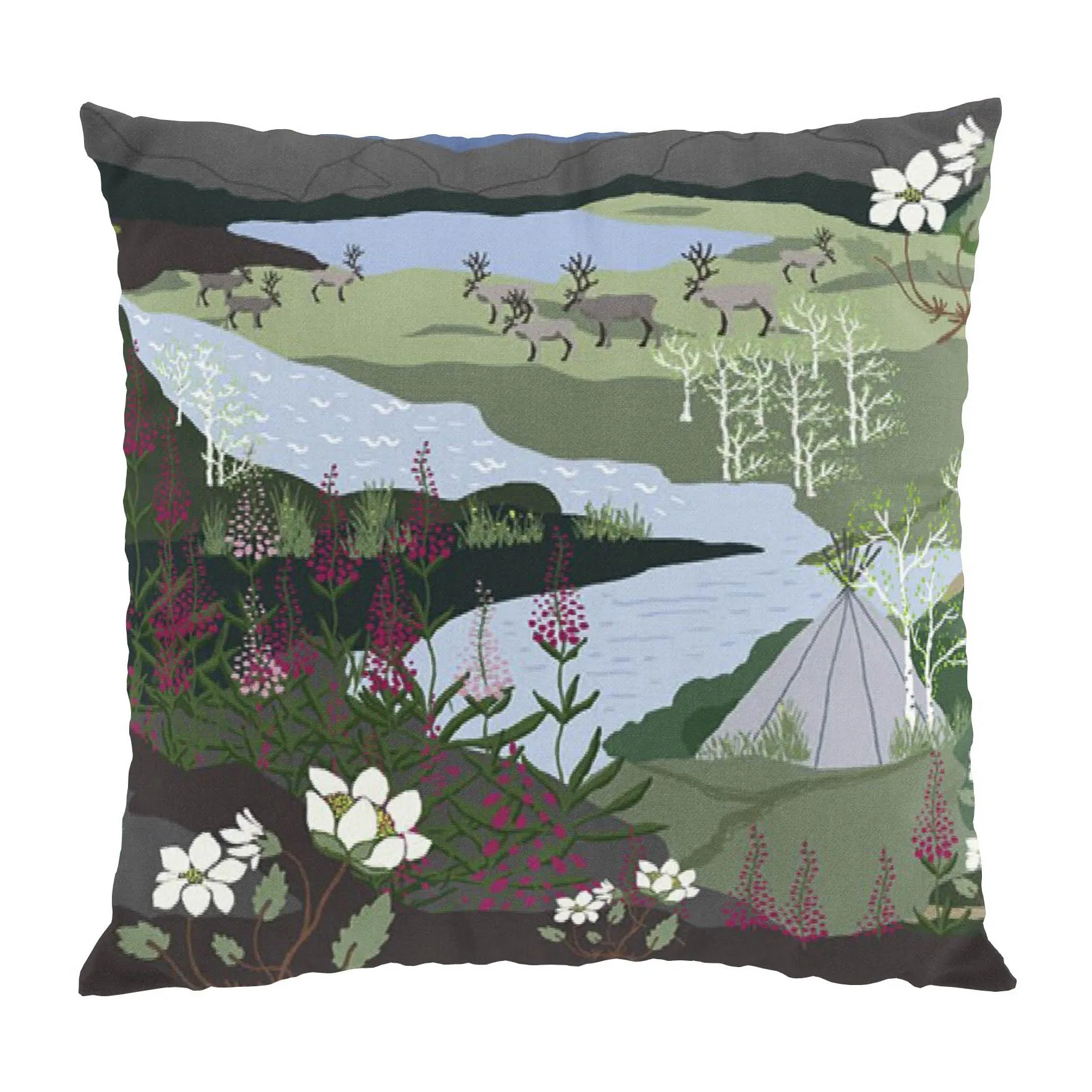 Capa de almofada Fjällvandring 47x47 cm, Blue-green Arvidssons Textil