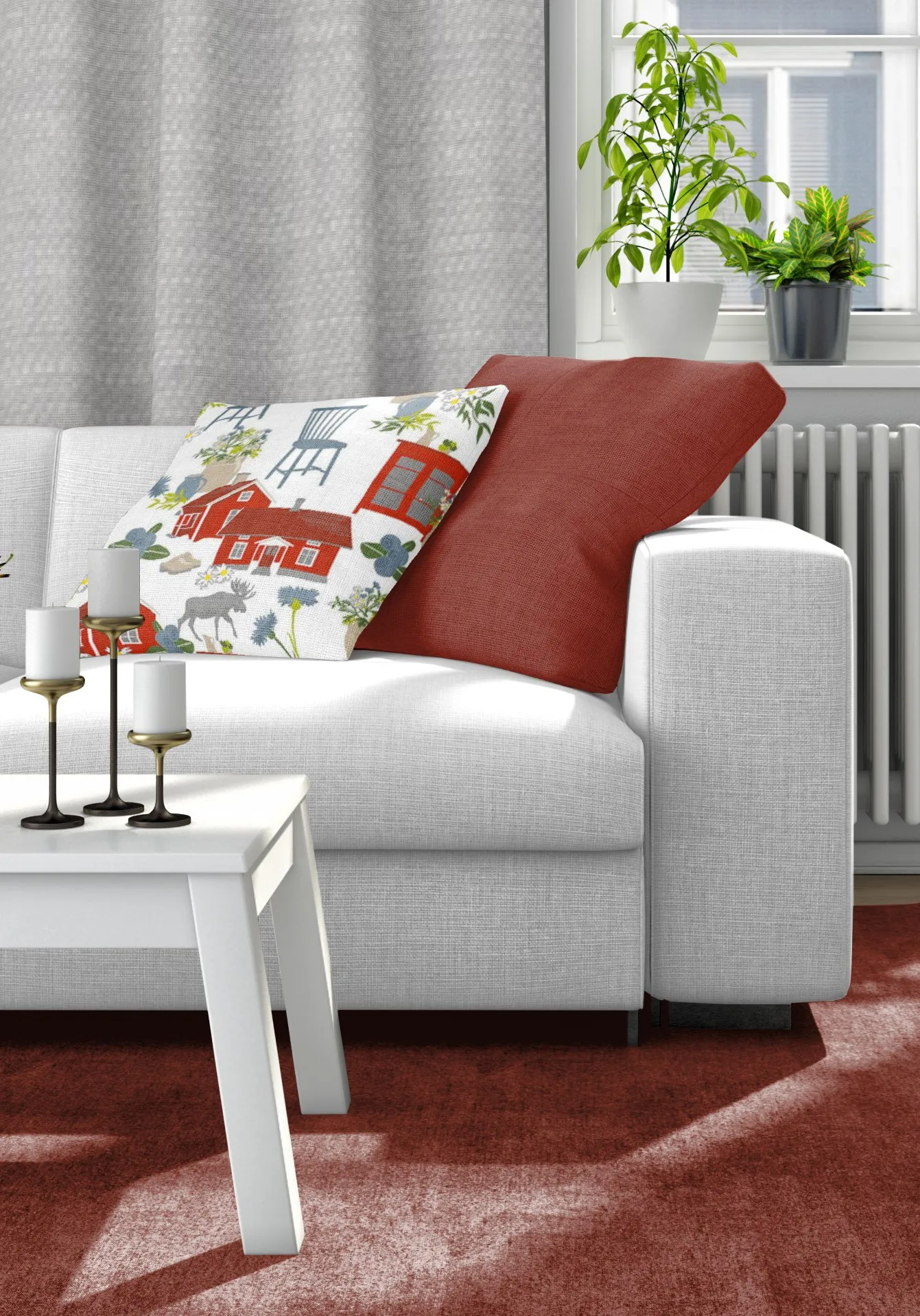 Capa de almofada Strövtåg 47x47 cm, Vermelho Arvidssons Textil