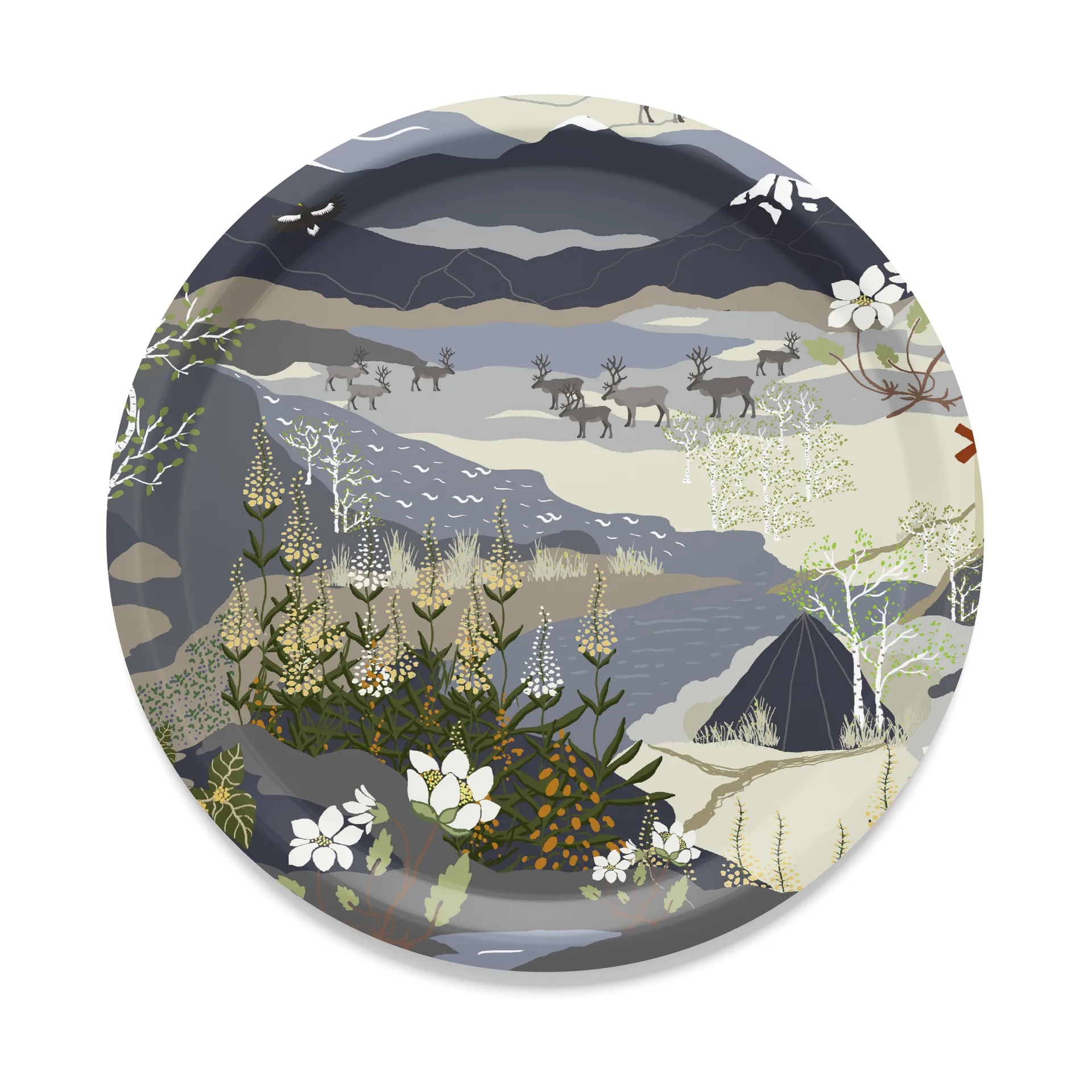 Fjällveanel bandeja Ø31 cm, Azul Arvidssons Textil