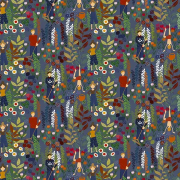 Pano Trädgårdsblom - azul - Arvidssons Textil