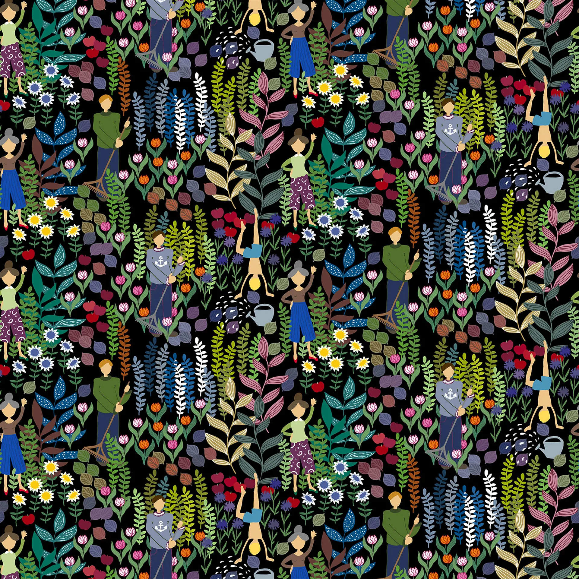 Pano Trädgårdsblom, preto Arvidssons Textil