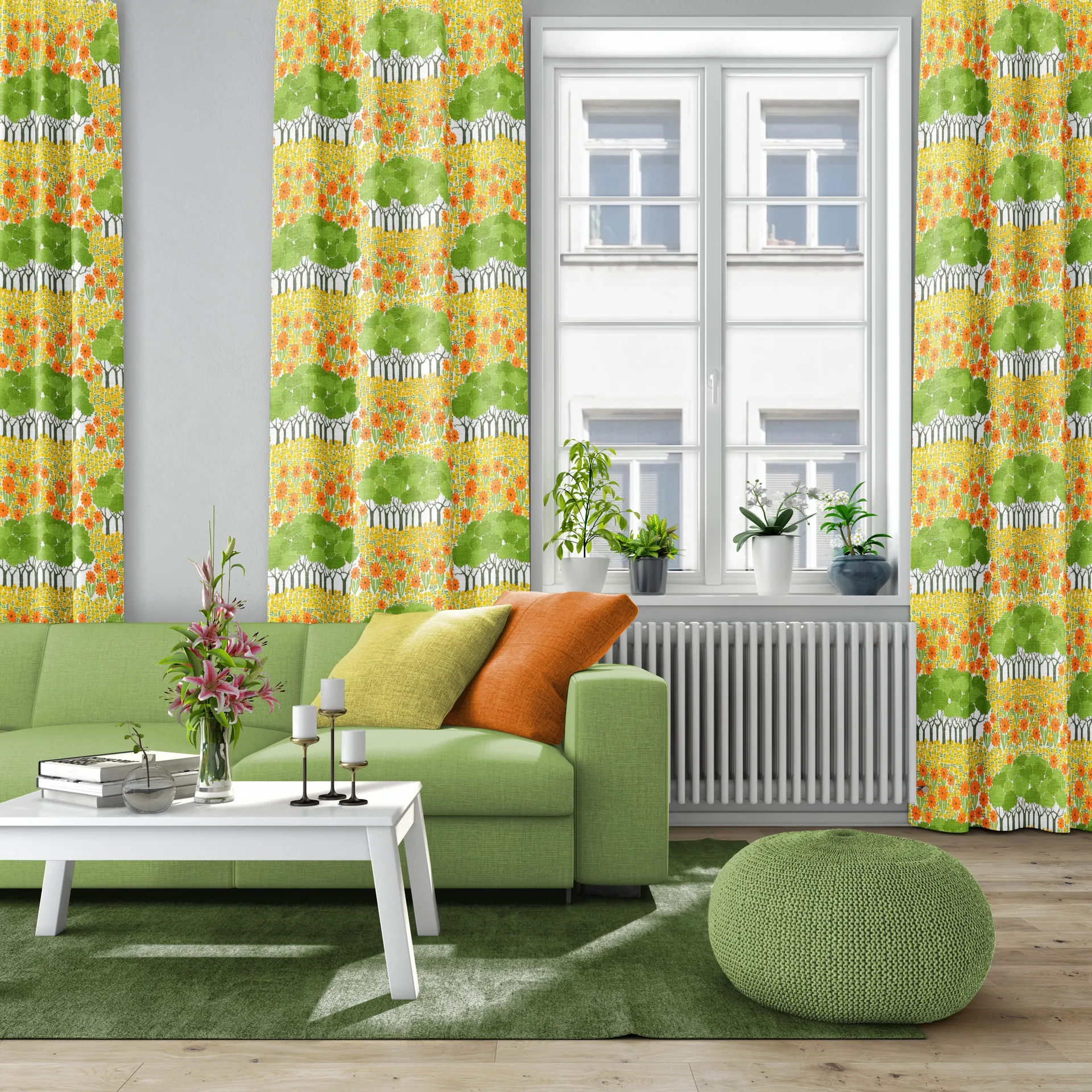 Tecido Allé, Amarelo-Verde Arvidssons Textil