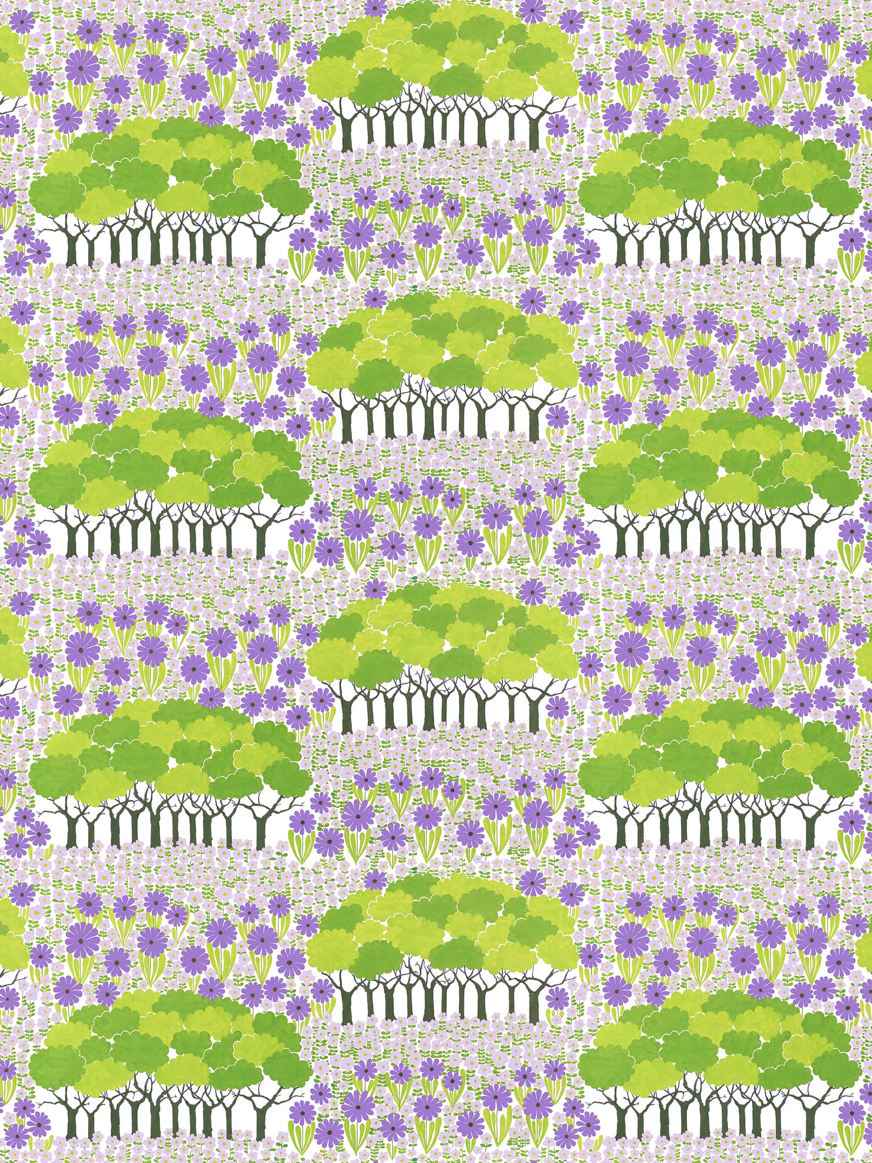 Tecido Allé, Verde-roxo Arvidssons Textil