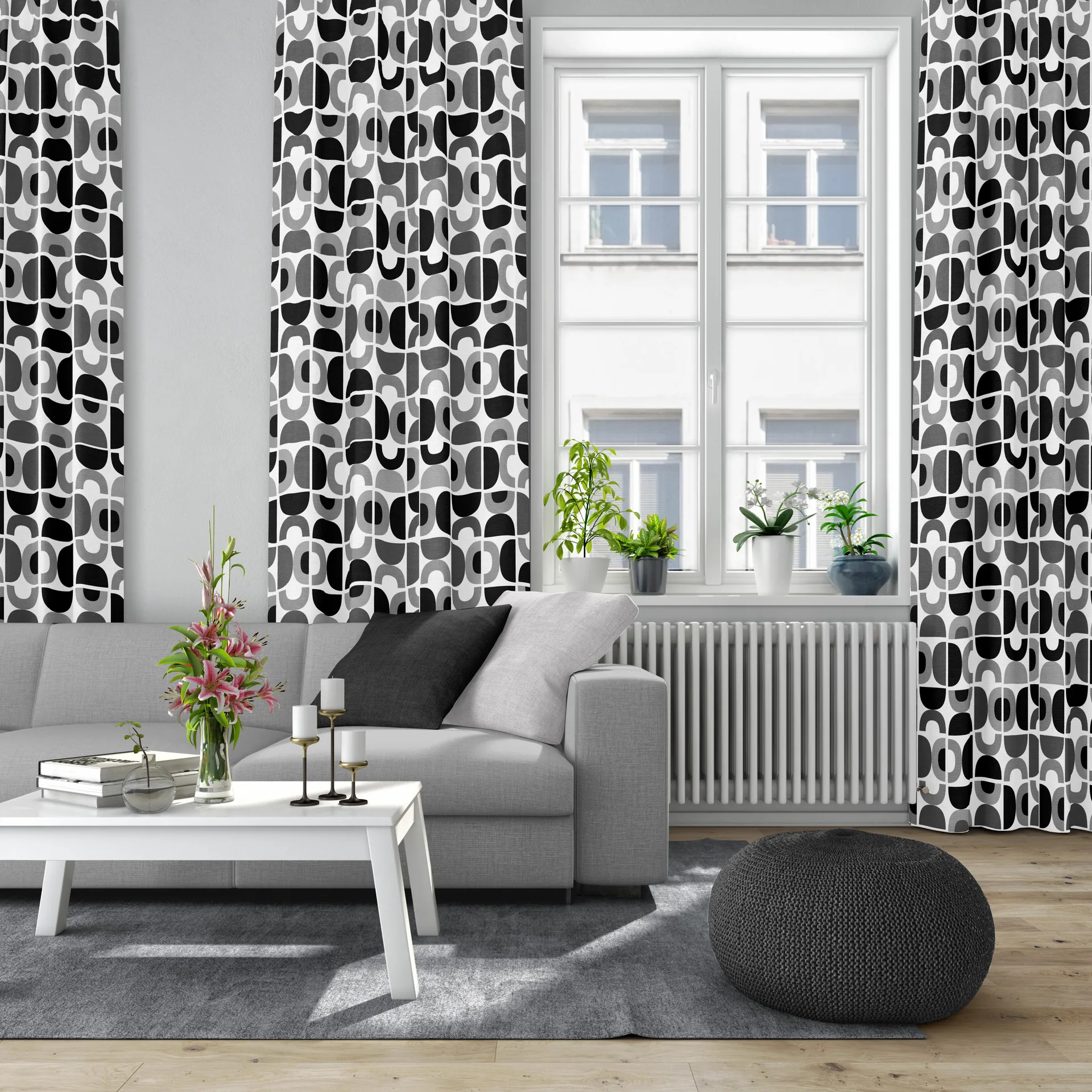 Tecido Espiral Dançante, Cinza Arvidssons Textil