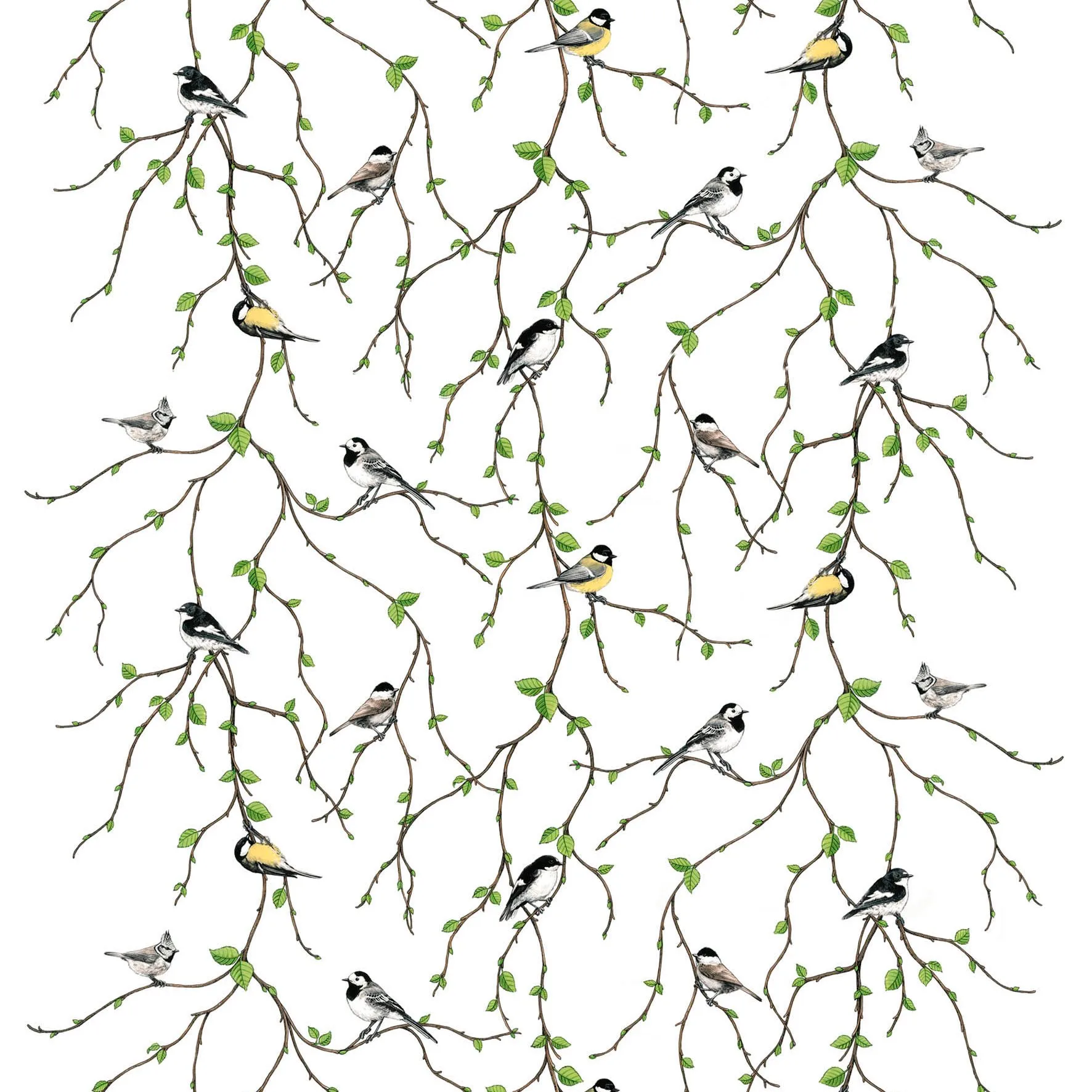 Tecido Fågelfest, multi Arvidssons Textil