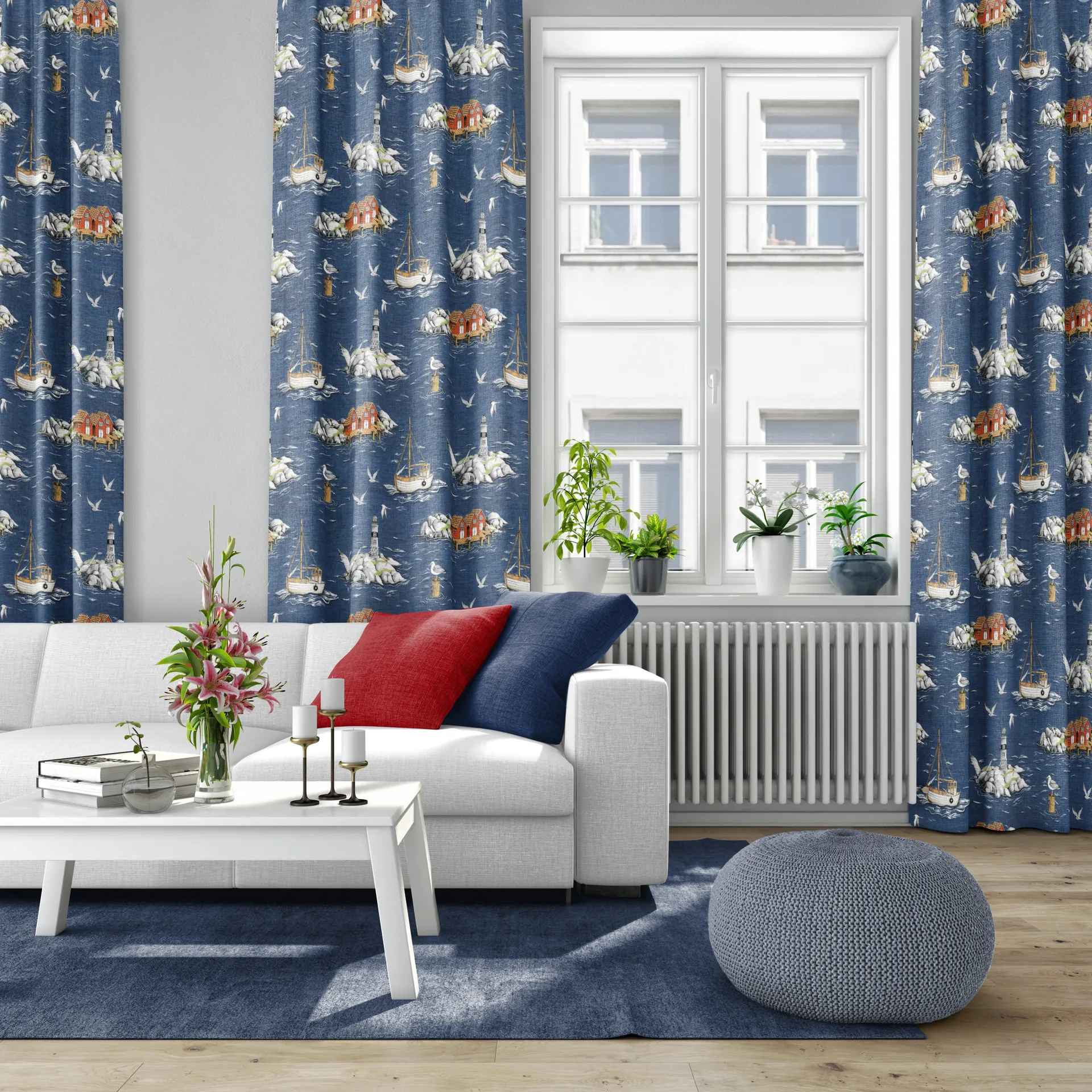Tecido Fiskeskär, Azul Arvidssons Textil
