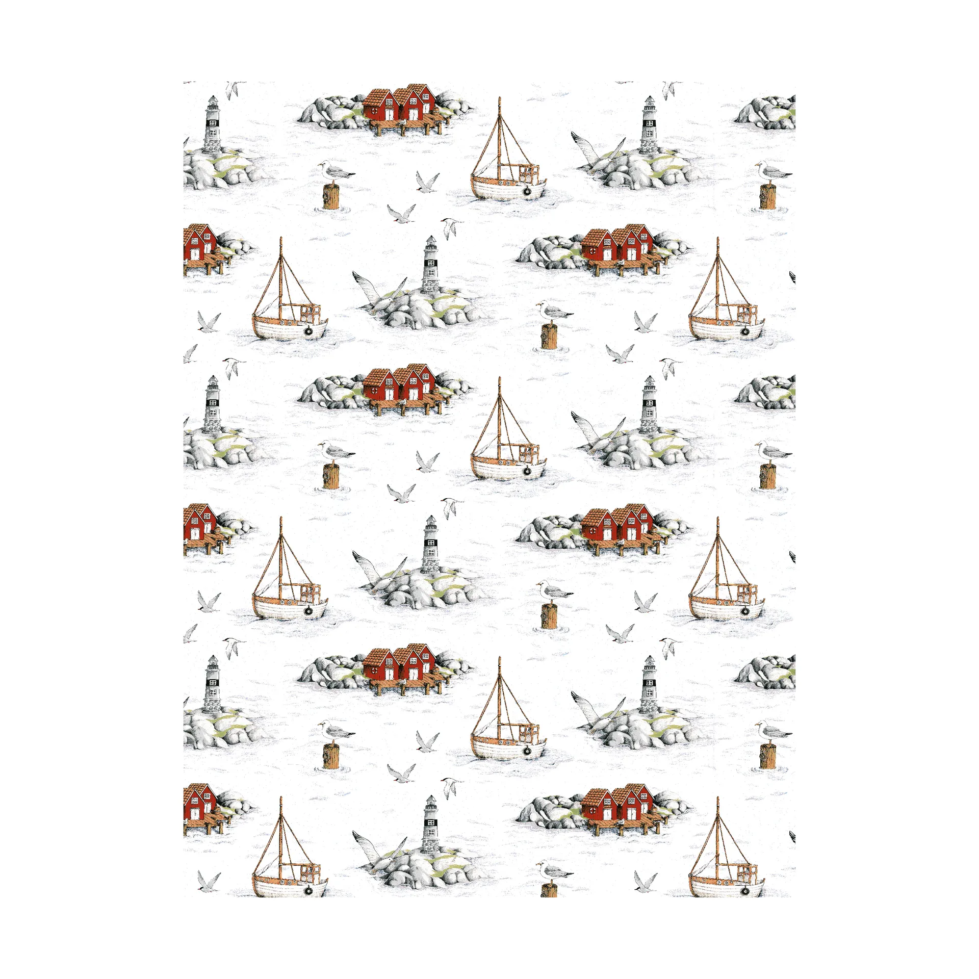 Tecido Fiskeskär, Branco Arvidssons Textil