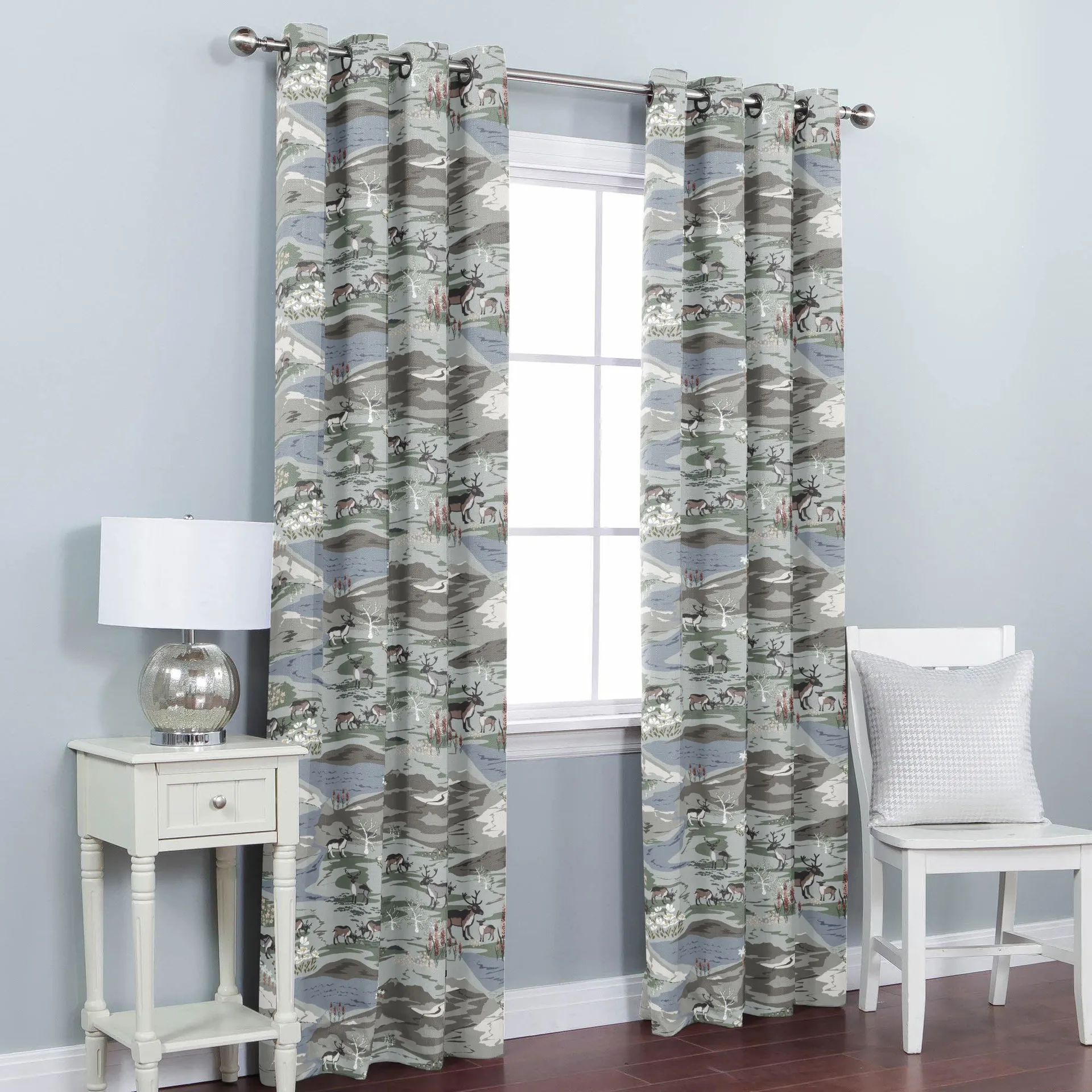 Tecido Fjällängar, Cinza/verde Arvidssons Textil