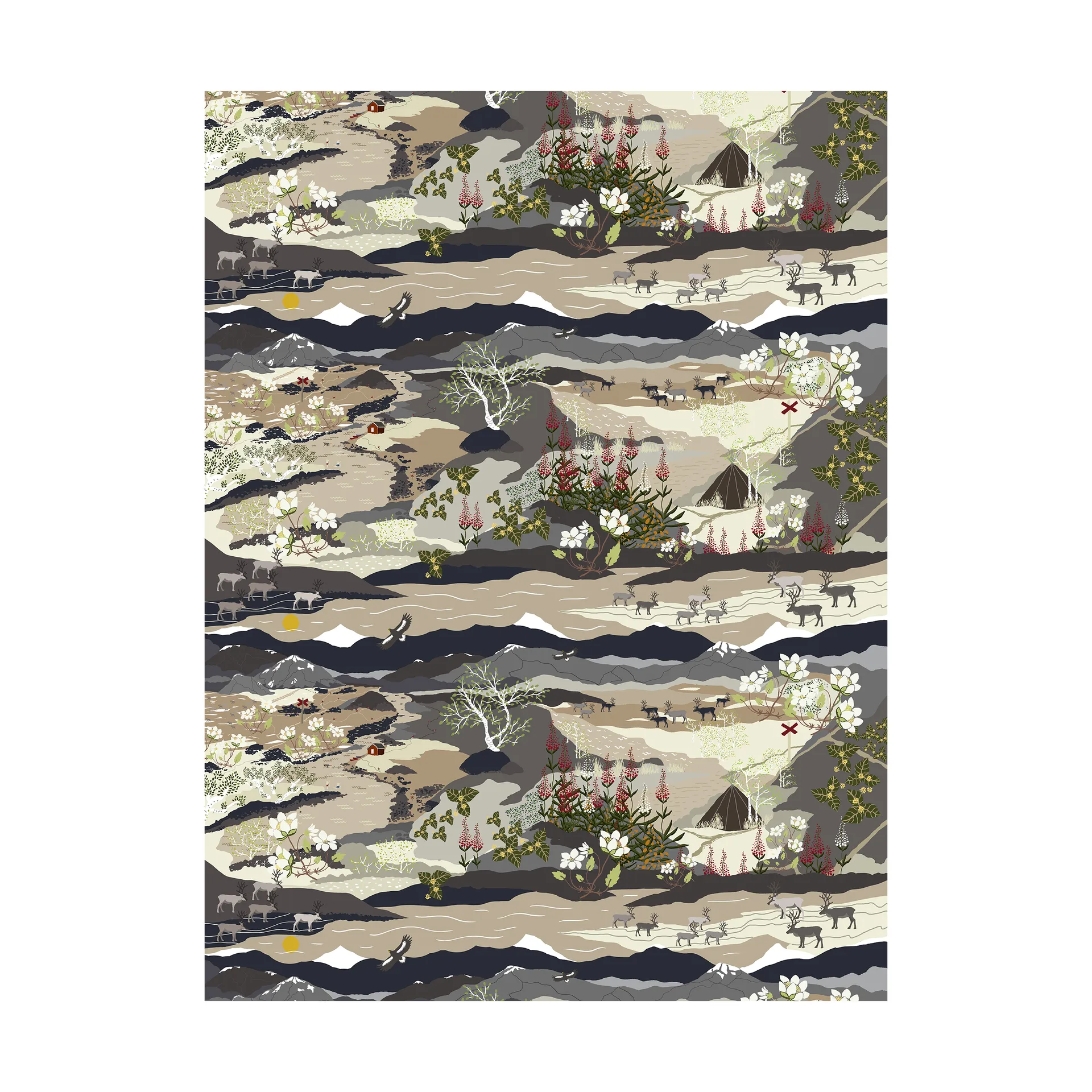 Tecido Fjällvandring, Bege Arvidssons Textil