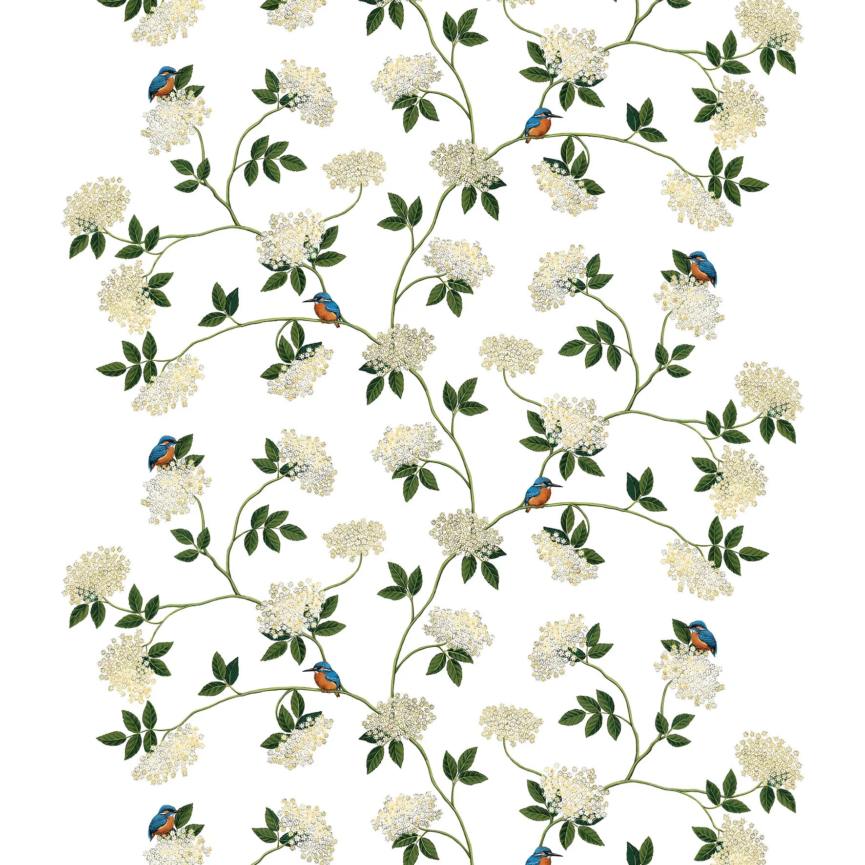 Tecido Kungsfiskaren, branco Arvidssons Textil