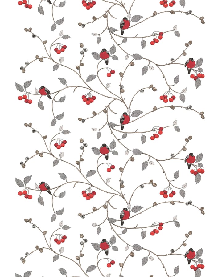 Tecido Maçãs do paraíso, offwhite-cinzento-vermelho Arvidssons Textil