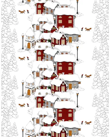 Tecido Mikkel - offwhite-cinzento-vermelho - Arvidssons Textil