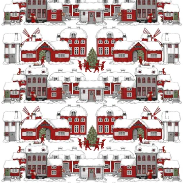 Tecido natalino - offwhite-vermelho - Arvidssons Textil