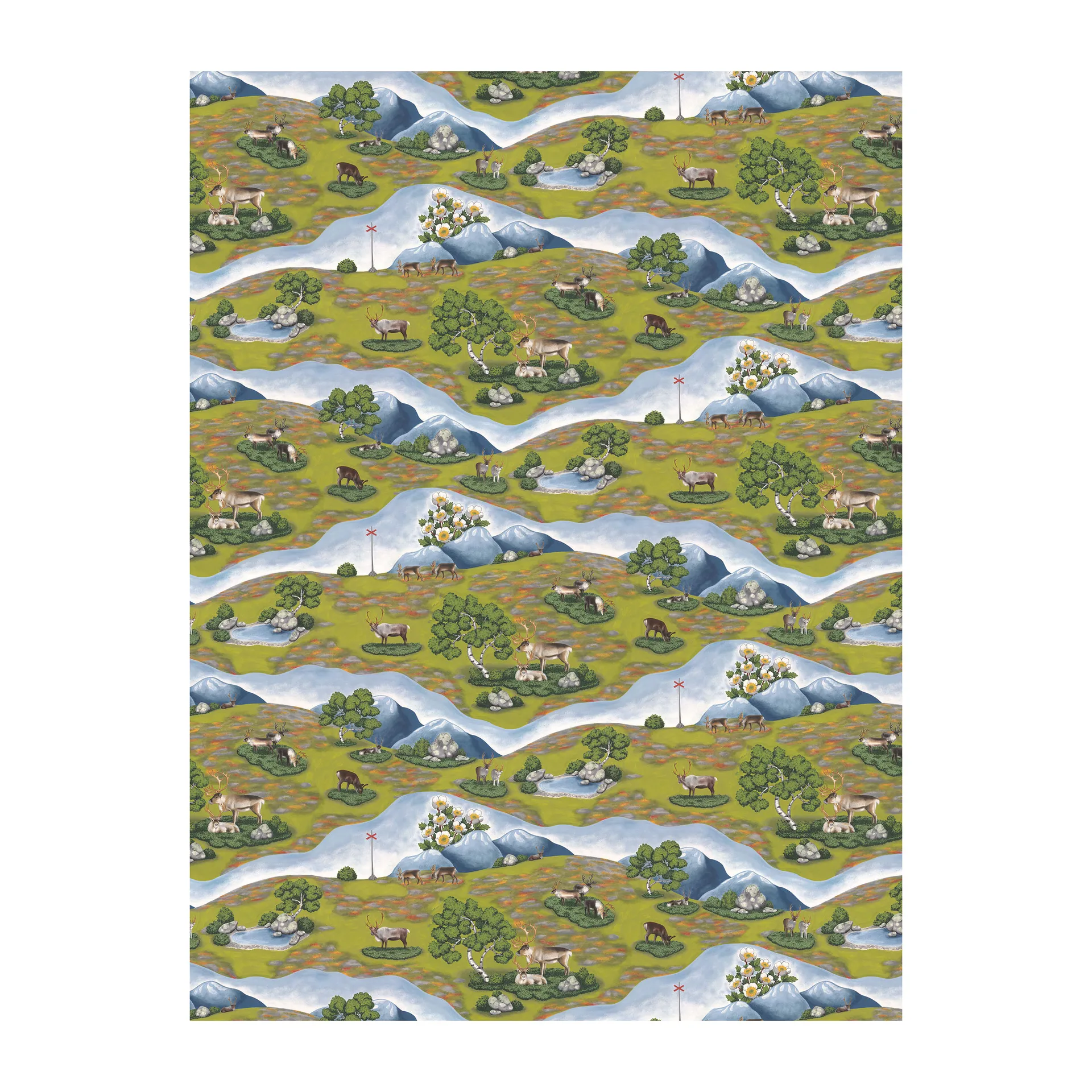 Tecido Renas, Verde Arvidssons Textil