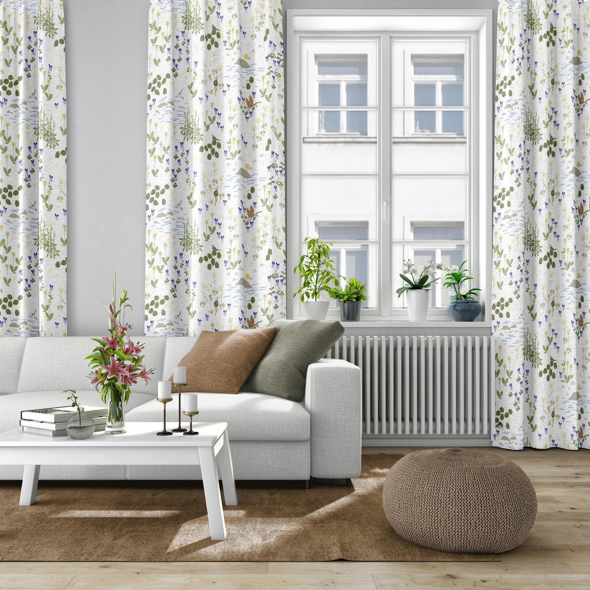 Tecido Rönnerdahl, Branco sujo-verde Arvidssons Textil