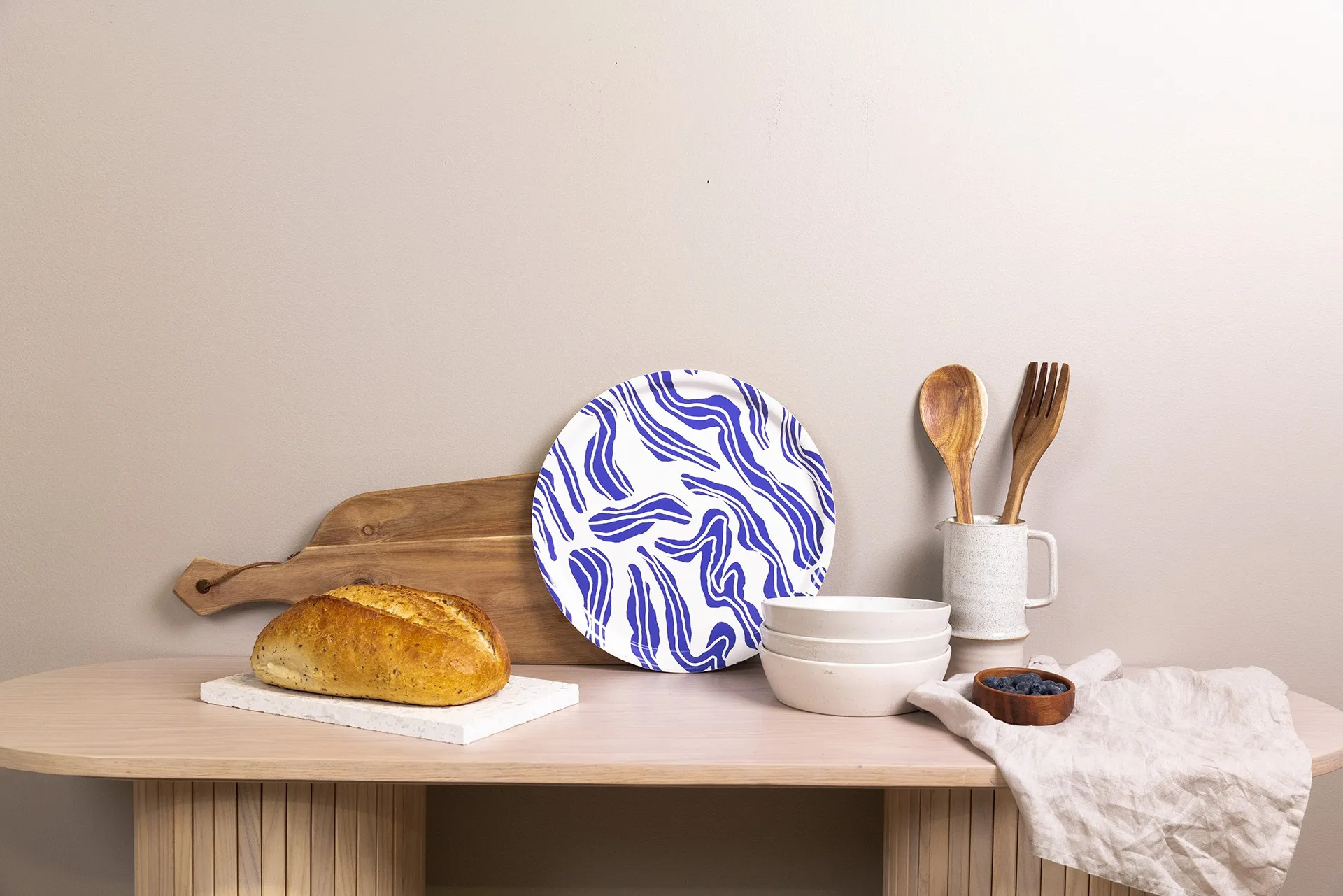Sudd bandeja Ø38 cm, Azul-branco Åry Home