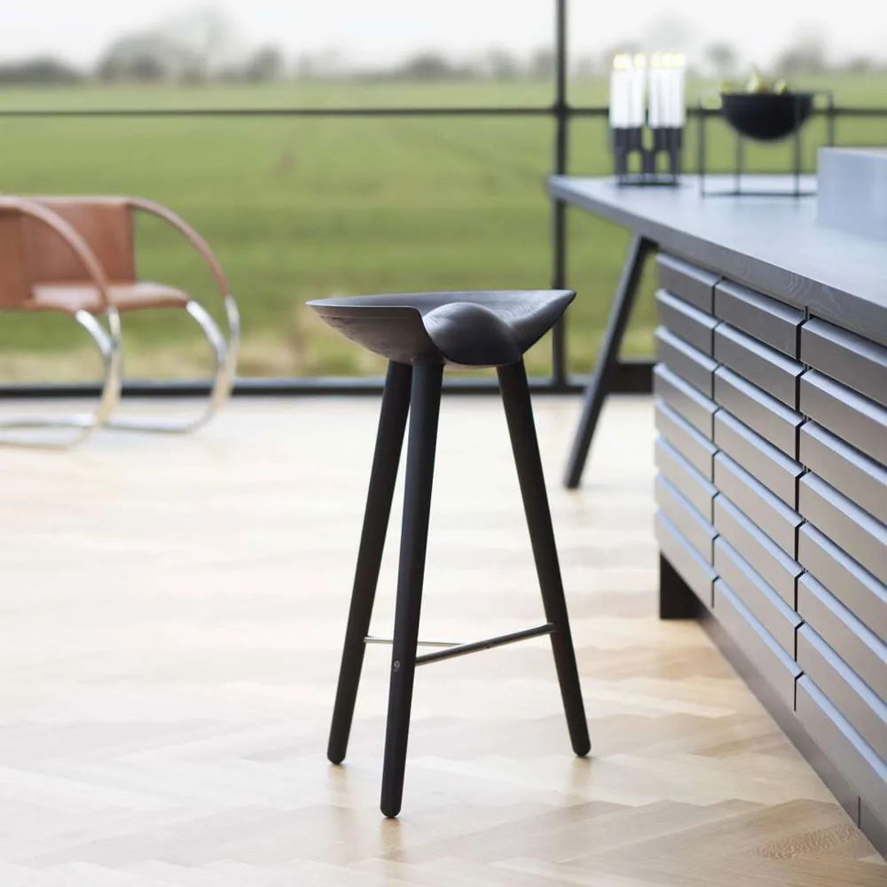Banqueta de bar ML 42, black stained beech, brass Audo Copenhagen