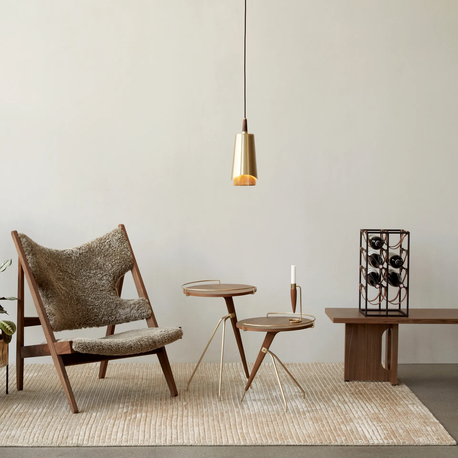 Candeeiro suspenso Umanoff, latão polido-nogueira Audo Copenhagen