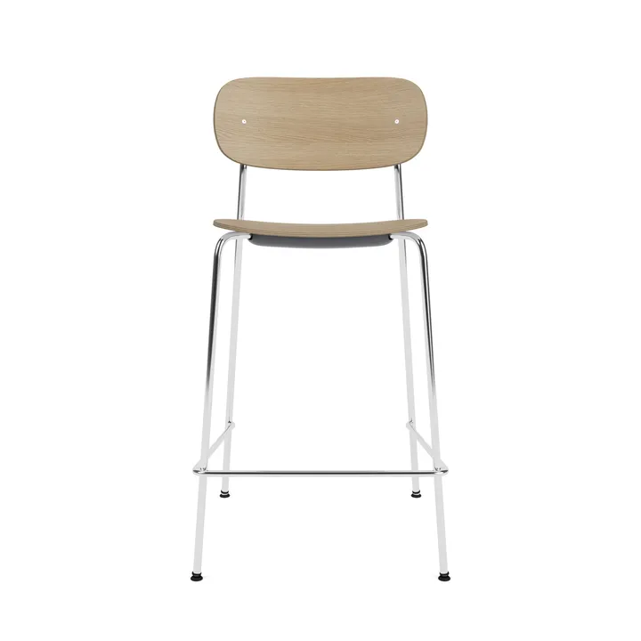 Co Bar Chair cadeira de bar - Carvalho-aço cromado, 65 cm - Audo Copenhagen