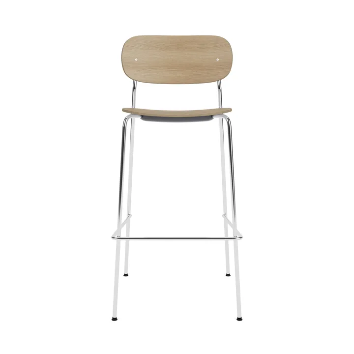 Co Bar Chair cadeira de bar - Carvalho-aço cromado, 75 cm - Audo Copenhagen