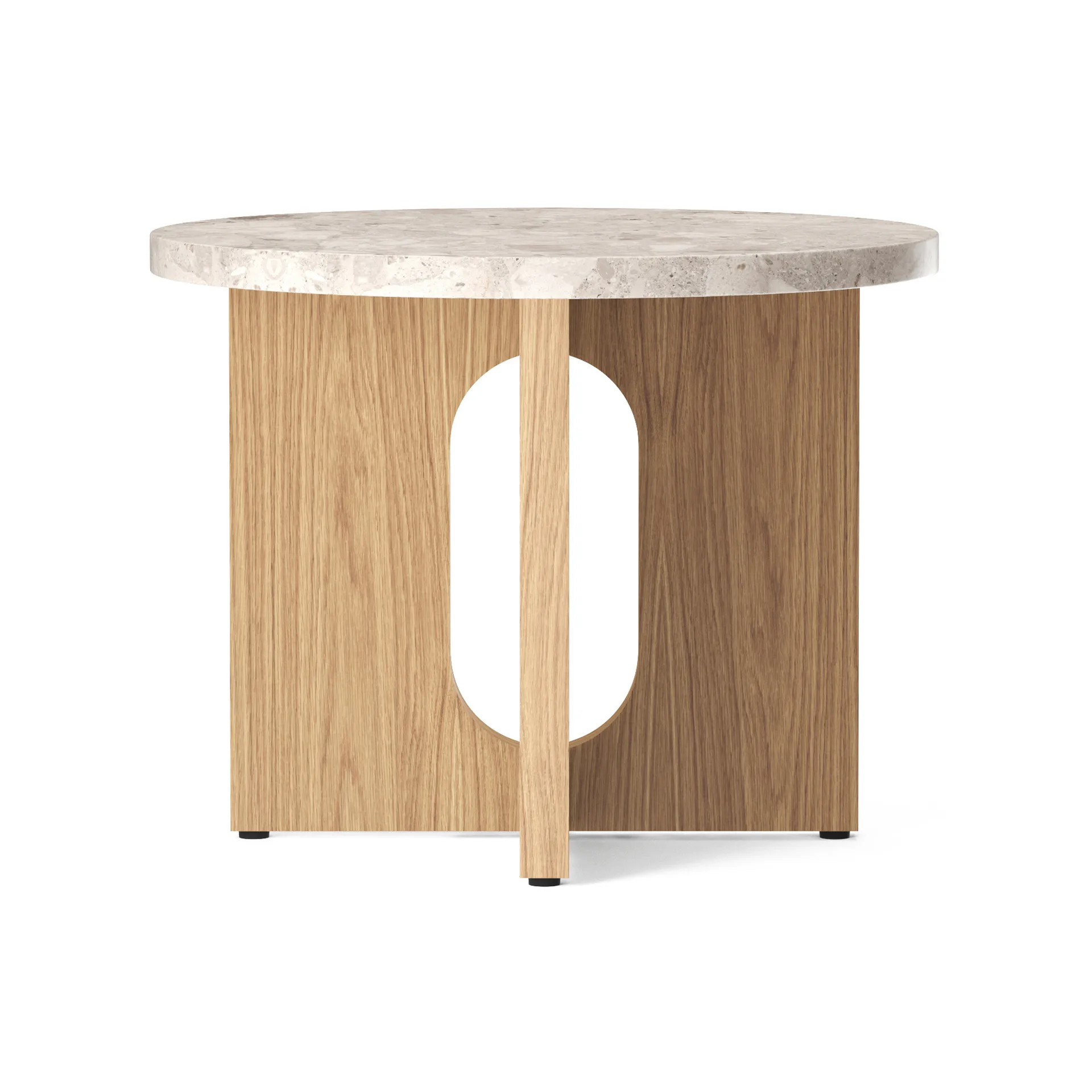 Mesa de apoio Ø50 cm base de carvalho Androgyne, Tampo de mesa Kunis Breccia Audo Copenhagen