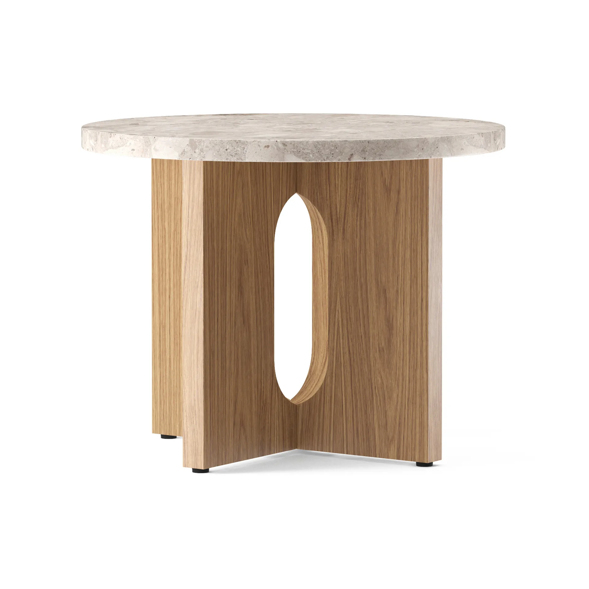 Mesa de apoio Ø50 cm base de carvalho Androgyne, Tampo de mesa Kunis Breccia Audo Copenhagen