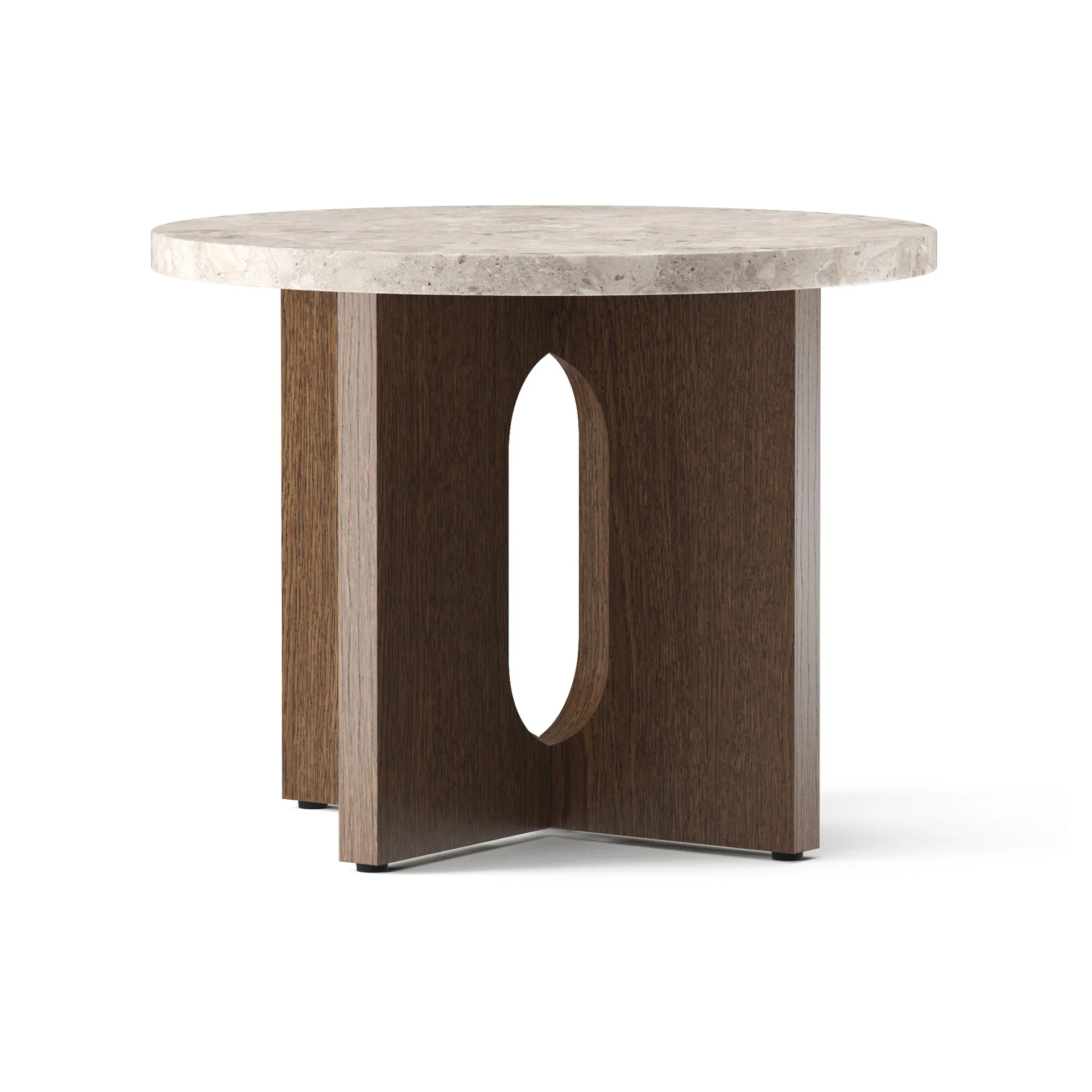 Mesa de apoio Ø50 cm carvalho tingido escuro Androgyne , Tampo de mesa Kunis Breccia Audo Copenhagen