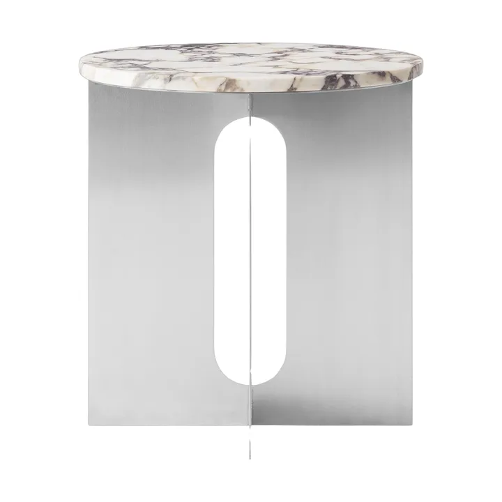 Mesa de apoio Androgyne - Calacatta Viola mármore-aco escovado, Ø42 cm - Audo Copenhagen