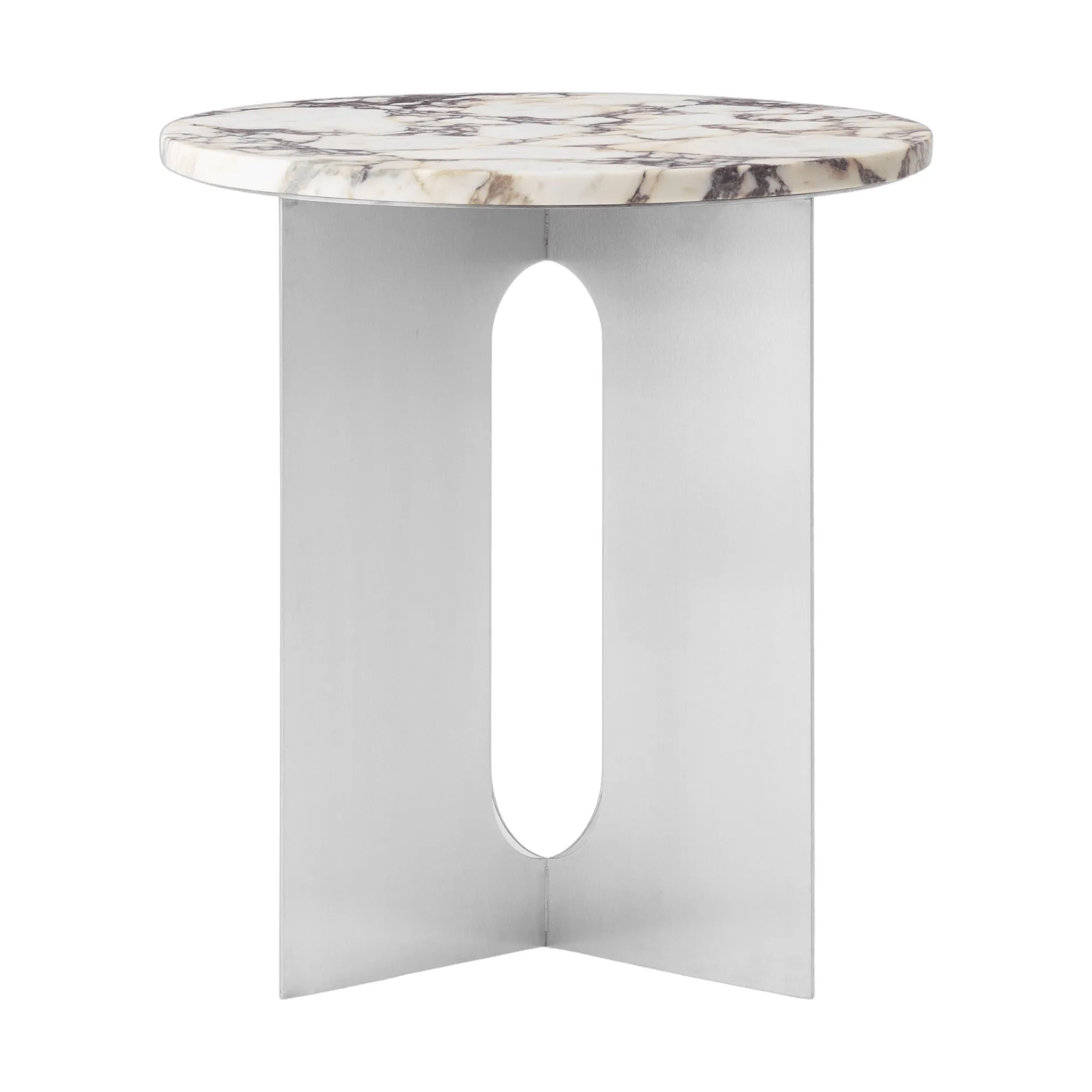 Mesa de apoio Androgyne, Calacatta Viola mármore-aco escovado, Ø42 cm Audo Copenhagen