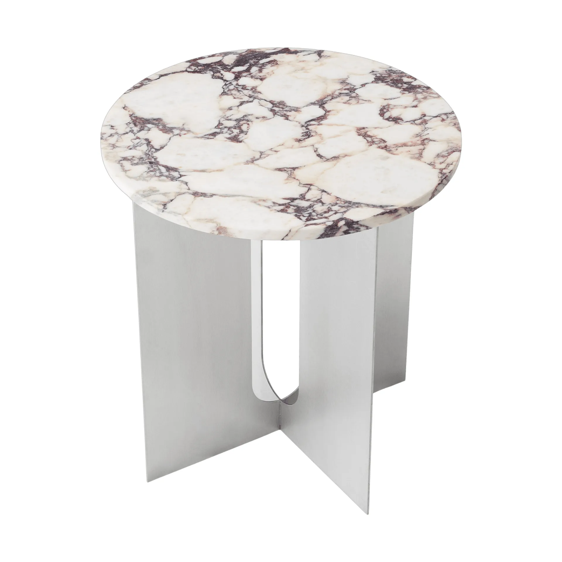 Mesa de apoio Androgyne, Calacatta Viola mármore-aco escovado, Ø42 cm Audo Copenhagen
