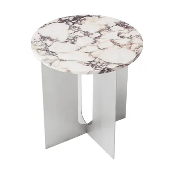 Mesa de apoio Androgyne - Calacatta Viola mármore-aco escovado, Ø42 cm - Audo Copenhagen