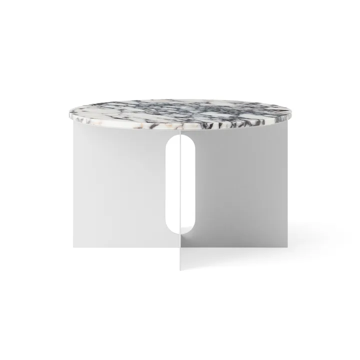 Mesa de apoio Androgyne - Calacatta Viola mármore-aço escovado, Ø65 cm - Audo Copenhagen