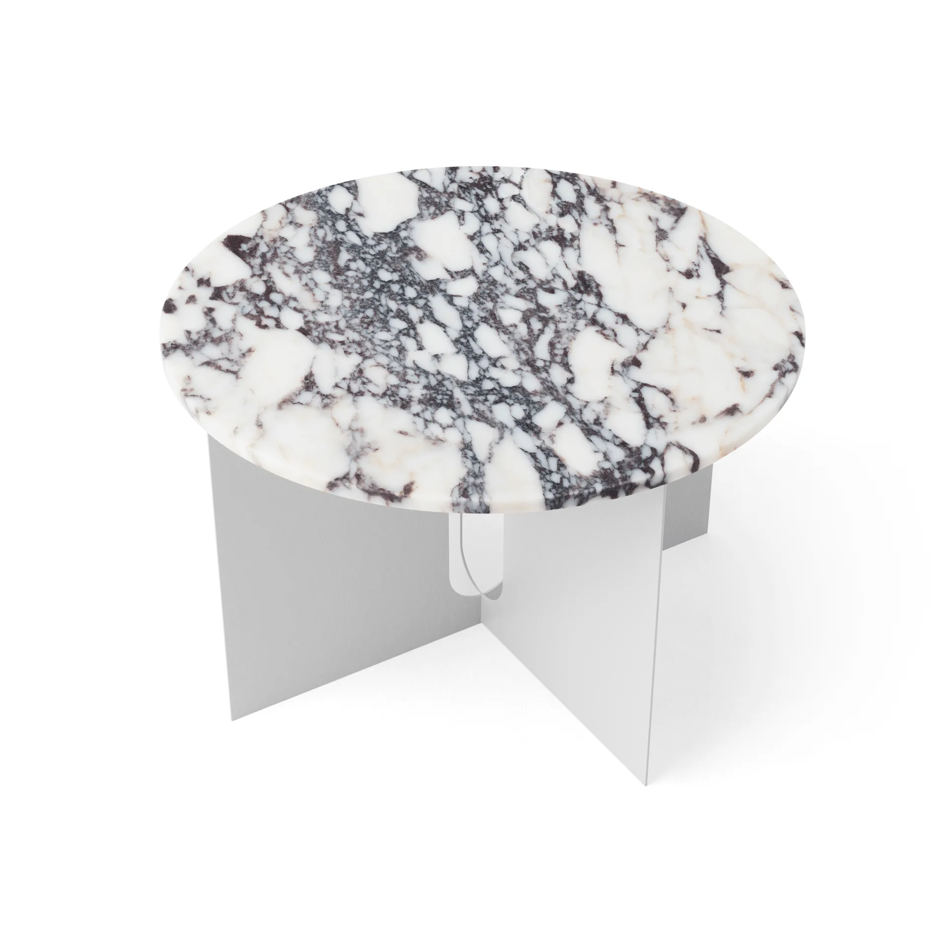 Mesa de apoio Androgyne, Calacatta Viola mármore-aço escovado, Ø65 cm Audo Copenhagen