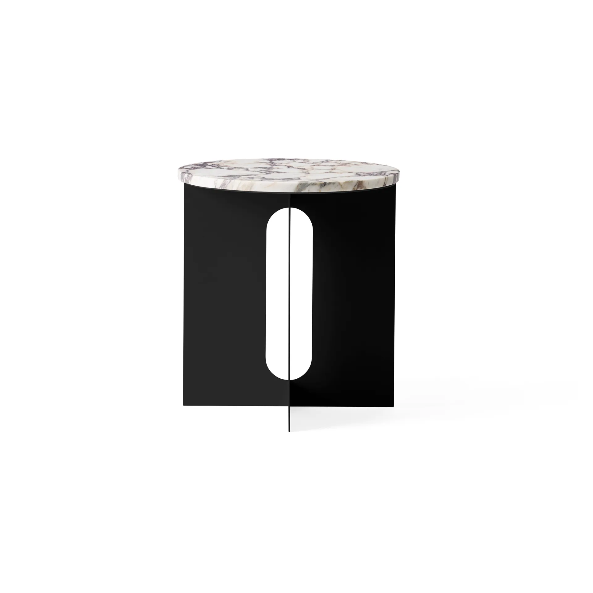 Mesa de apoio Androgyne, Calacatta Viola mármore-aco preto, Ø42 cm Audo Copenhagen