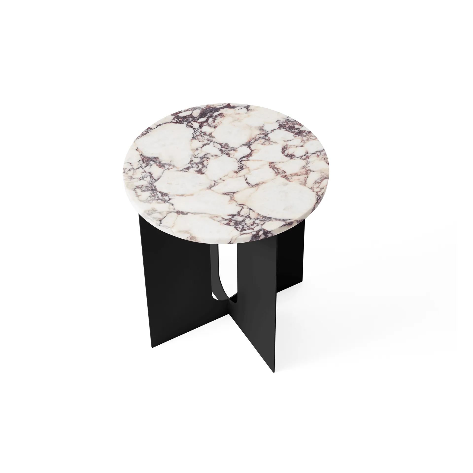 Mesa de apoio Androgyne, Calacatta Viola mármore-aco preto, Ø42 cm Audo Copenhagen