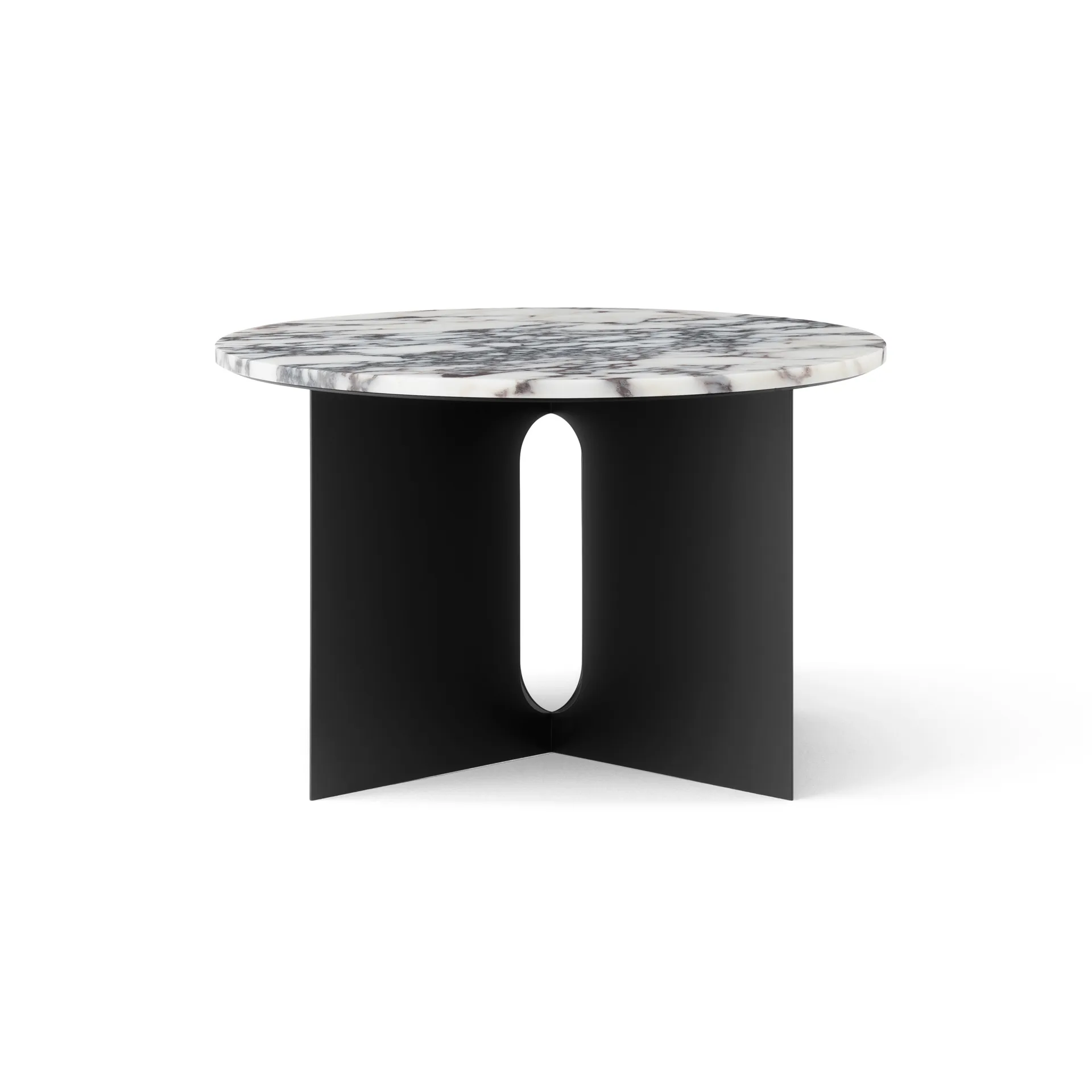 Mesa de apoio Androgyne, Calacatta Viola mármore-aço preto, Ø65 cm Audo Copenhagen