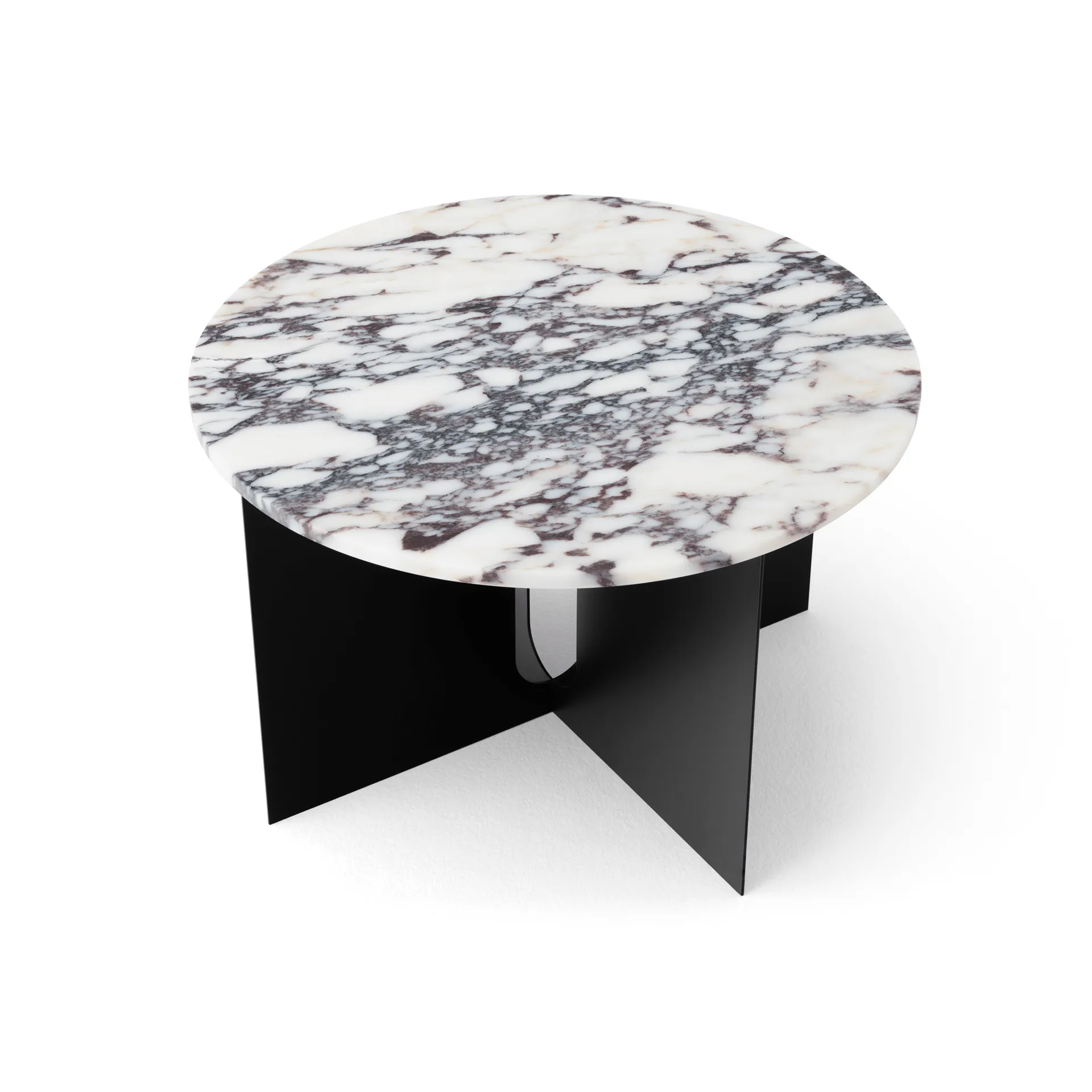 Mesa de apoio Androgyne, Calacatta Viola mármore-aço preto, Ø65 cm Audo Copenhagen