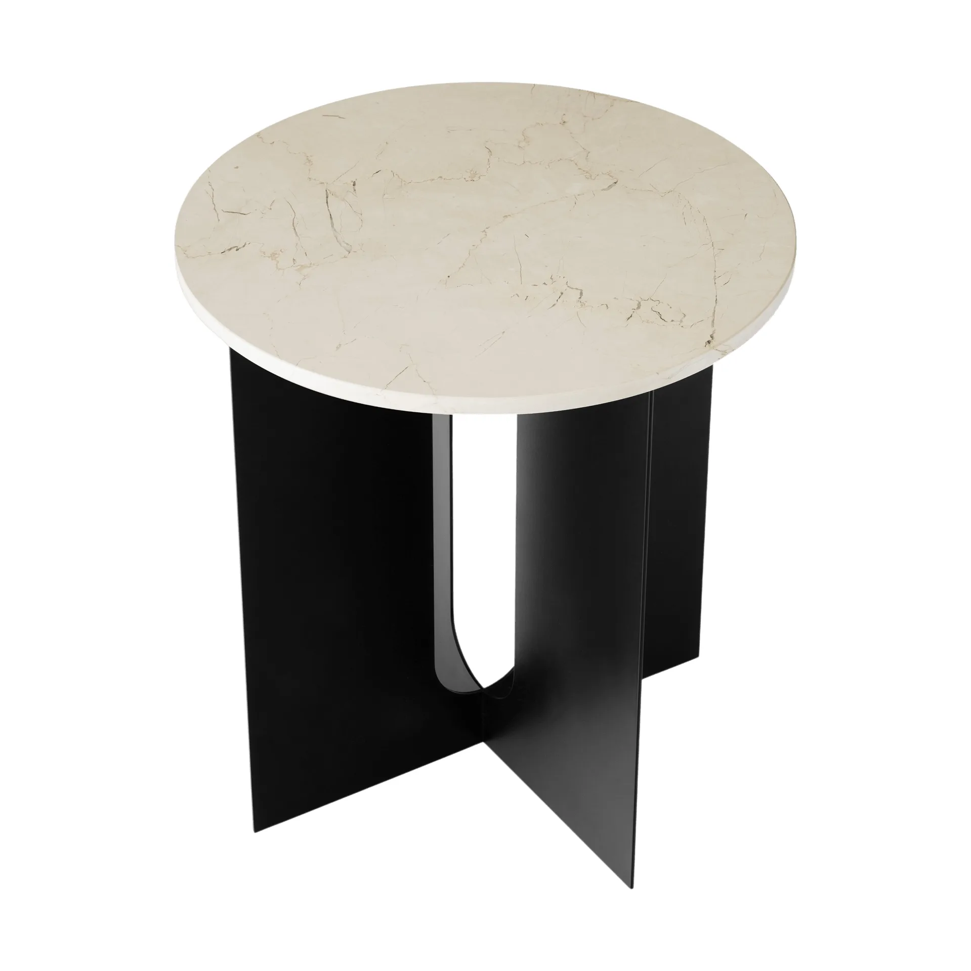 Mesa de apoio Androgyne, Crystal Rose mármore-preto aço, Ø42 cm Audo Copenhagen