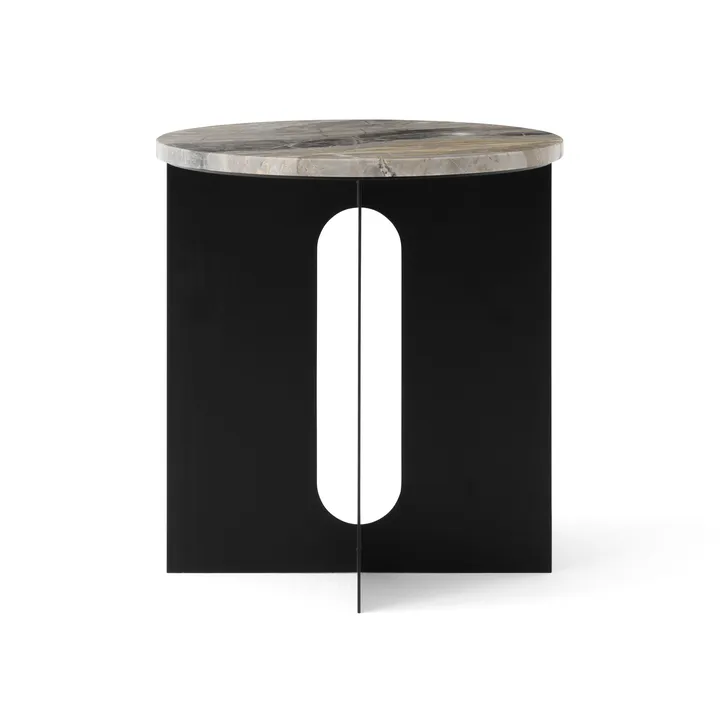 Mesa de apoio Androgyne - Grey Galaxy mármore-preto aço, Ø42 cm - Audo Copenhagen