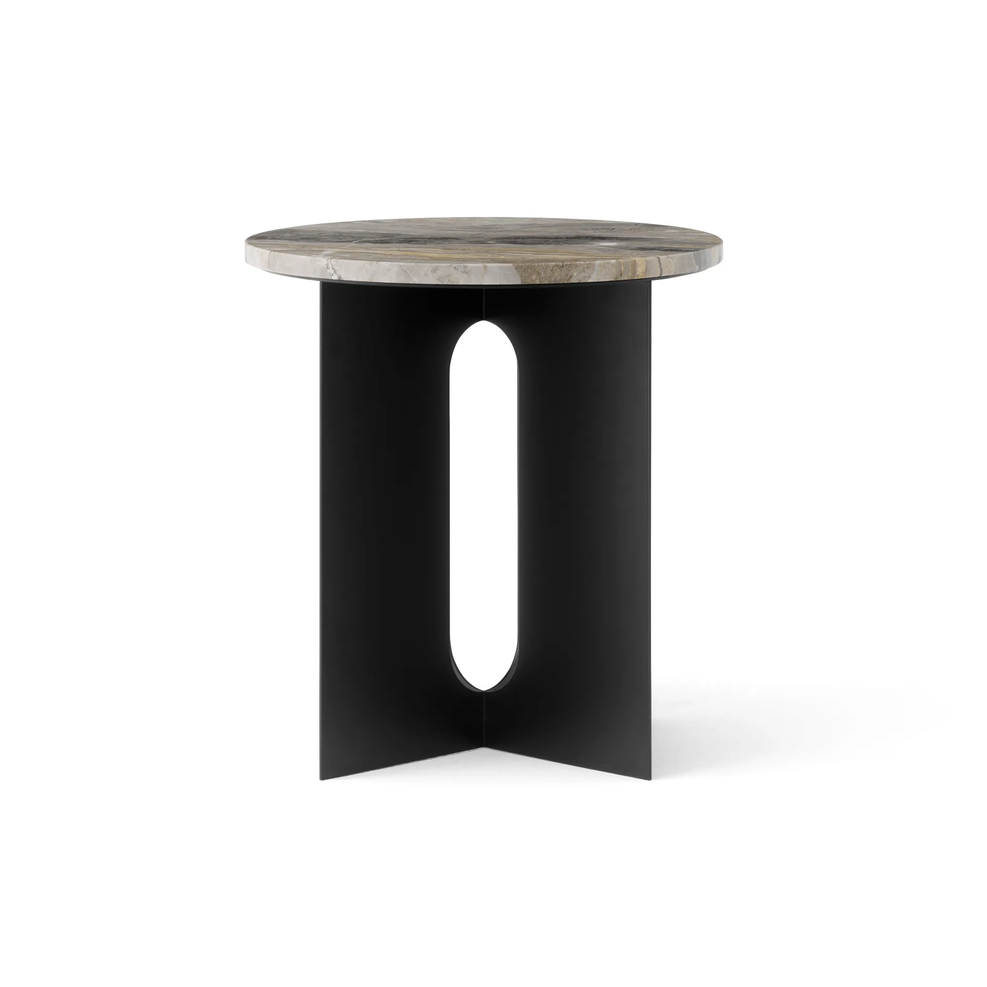 Mesa de apoio Androgyne, Grey Galaxy mármore-preto aço, Ø42 cm Audo Copenhagen