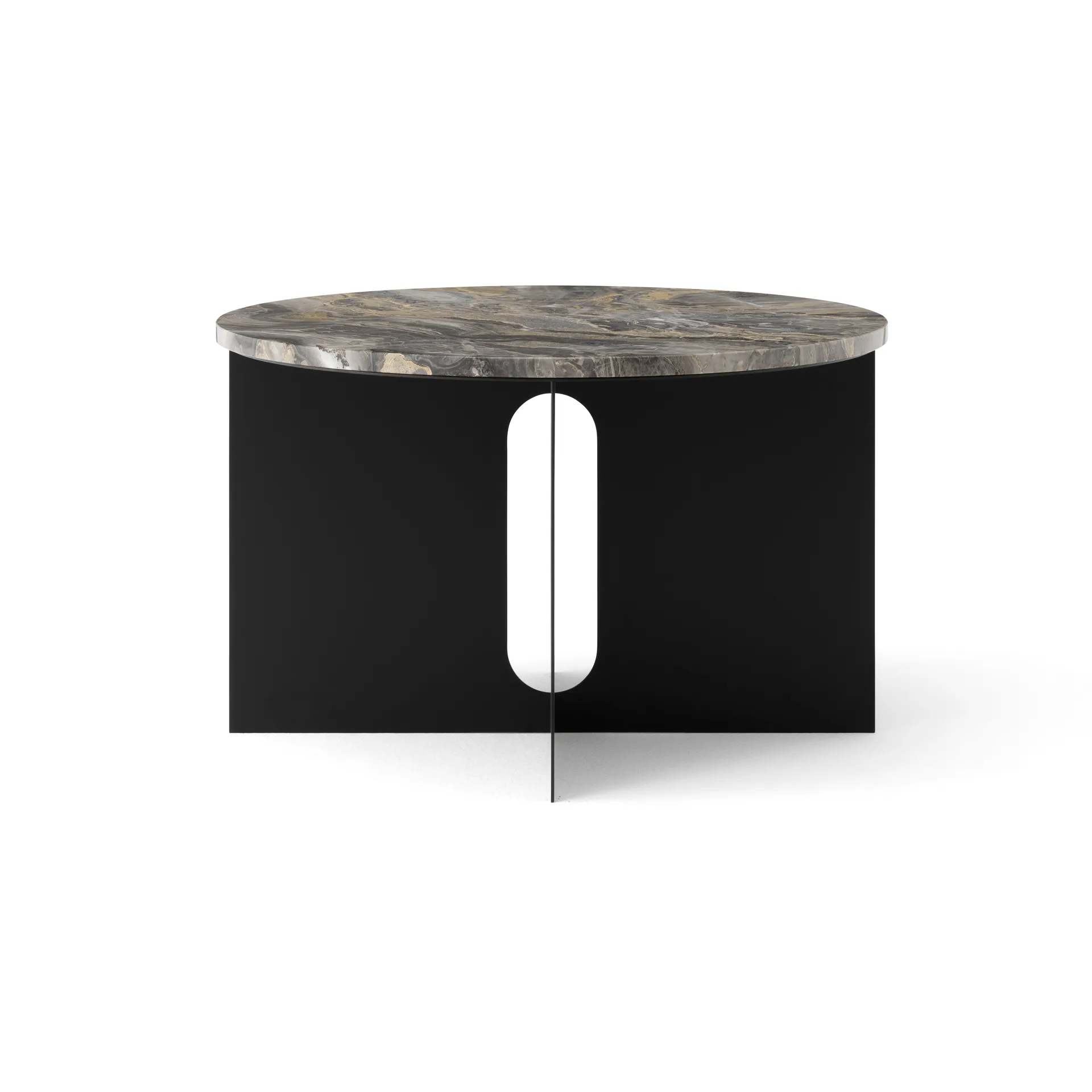 Mesa de apoio Androgyne, Grey Galaxy mármore-preto aço, Ø65 cm Audo Copenhagen