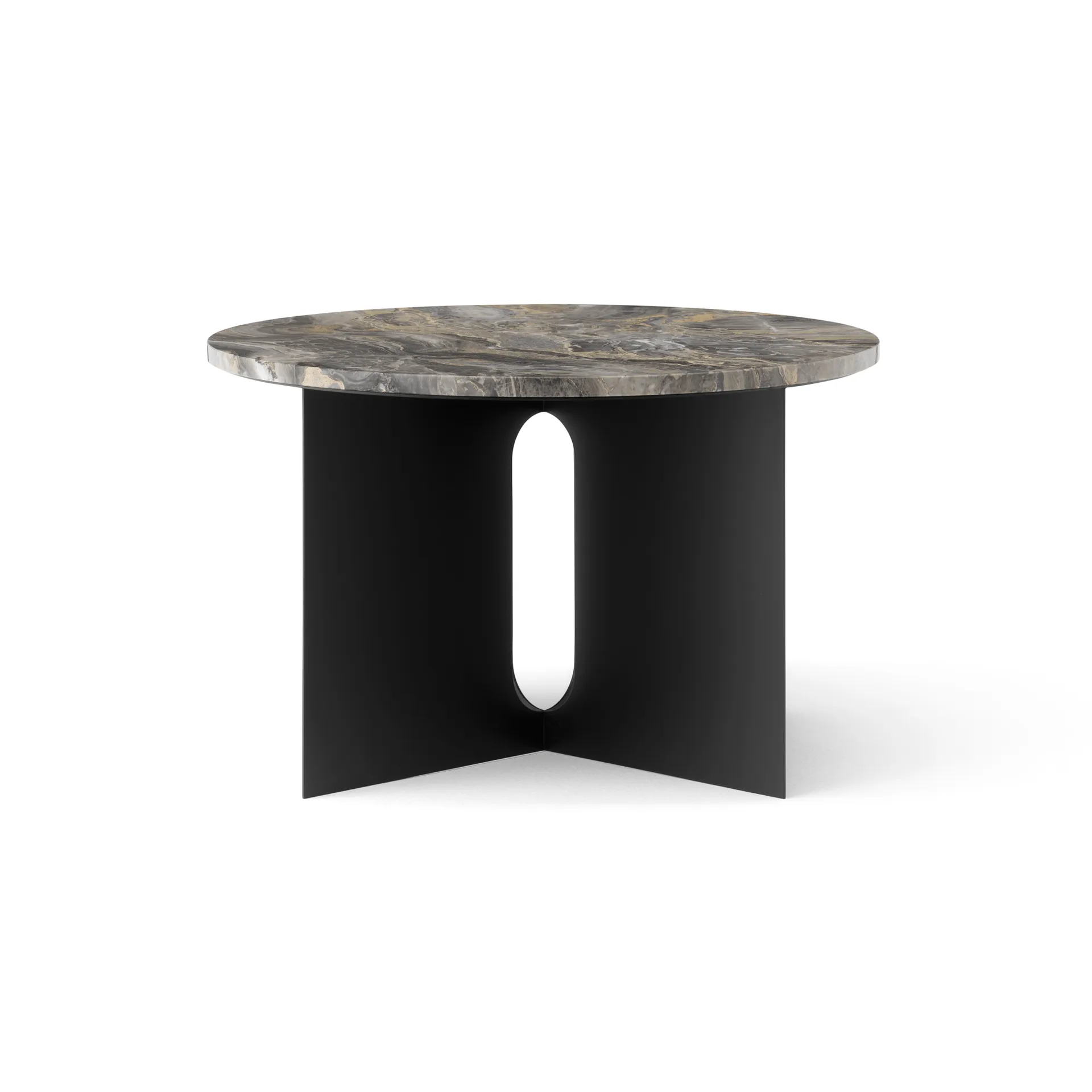 Mesa de apoio Androgyne, Grey Galaxy mármore-preto aço, Ø65 cm Audo Copenhagen