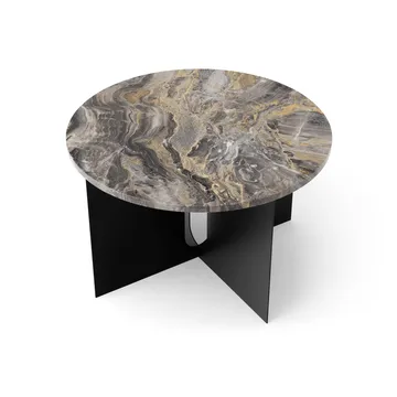 Mesa de apoio Androgyne - Grey Galaxy mármore-preto aço, Ø65 cm - Audo Copenhagen