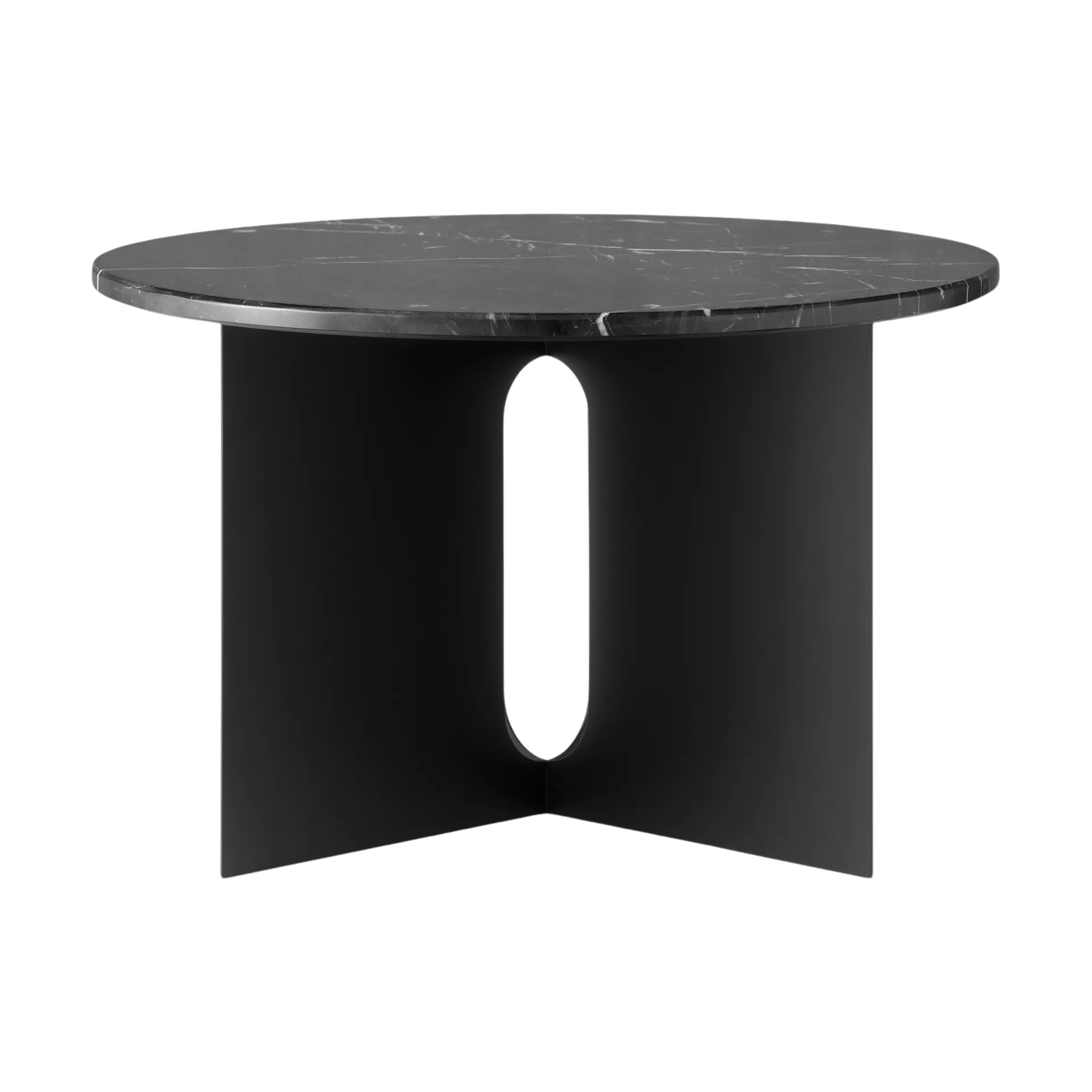 Mesa de apoio Androgyne, Nero Marquina mármore-preto aço, Ø65 cm Audo Copenhagen