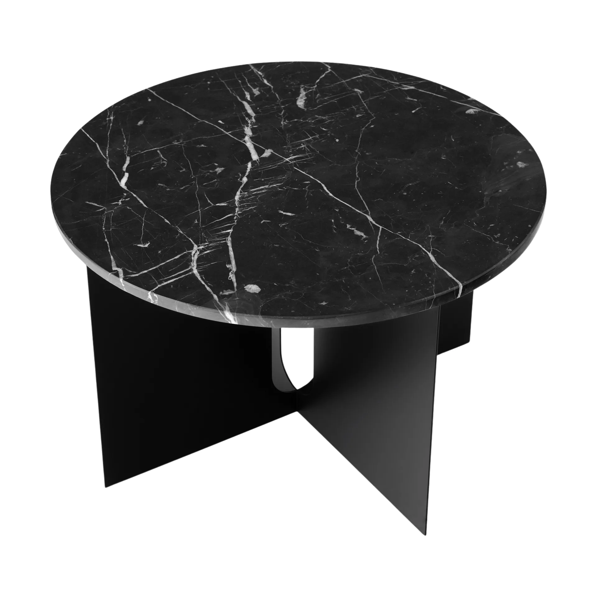 Mesa de apoio Androgyne, Nero Marquina mármore-preto aço, Ø65 cm Audo Copenhagen